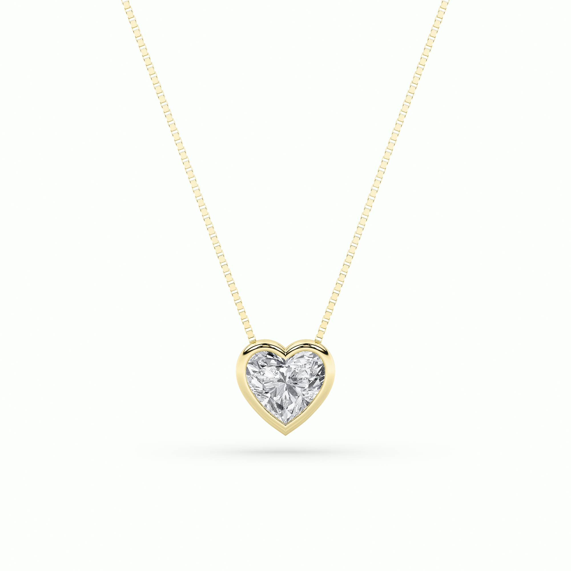 1Cttw Heart Shaped Lab Grown Diamond (F/VS) Bezel Set Solitaire Pendant in 14K Gold