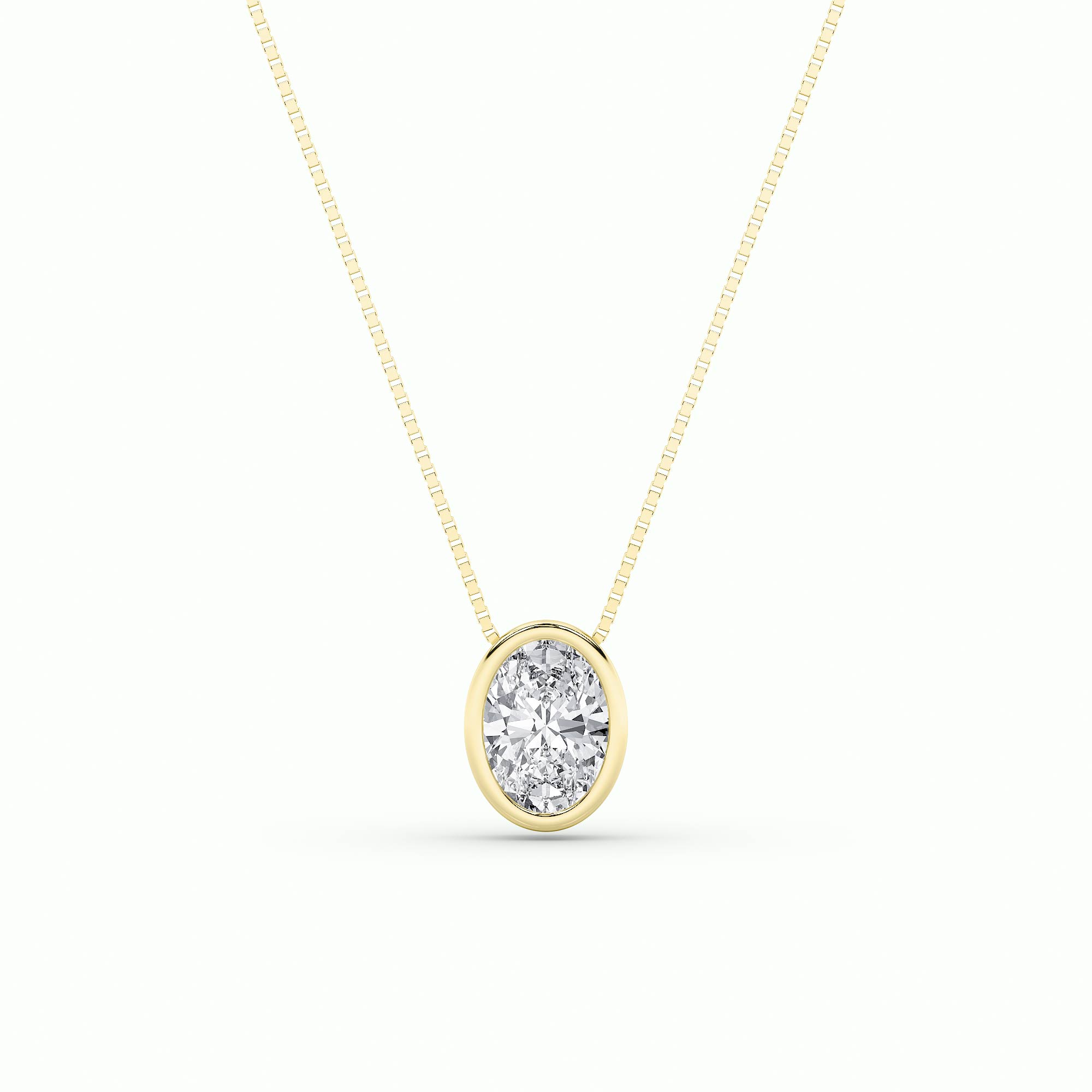1Cttw Oval Shaped Lab Grown Diamond (F/VS) Bezel Set Solitaire Pendant in 14K Gold
