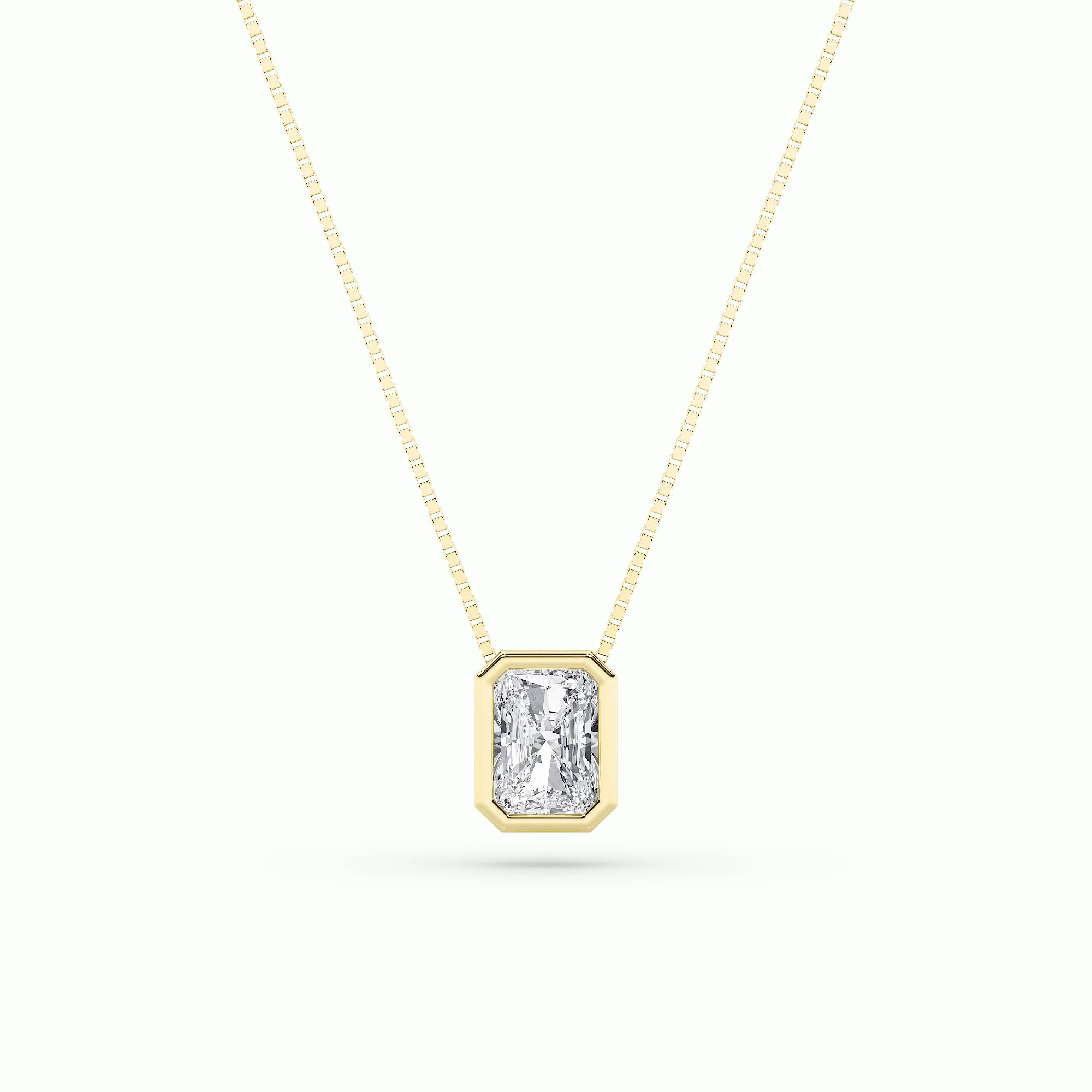 1Cttw Radiant Shaped Lab Grown Diamond (F/VS) Bezel Set Solitaire Pendant in 14K Gold