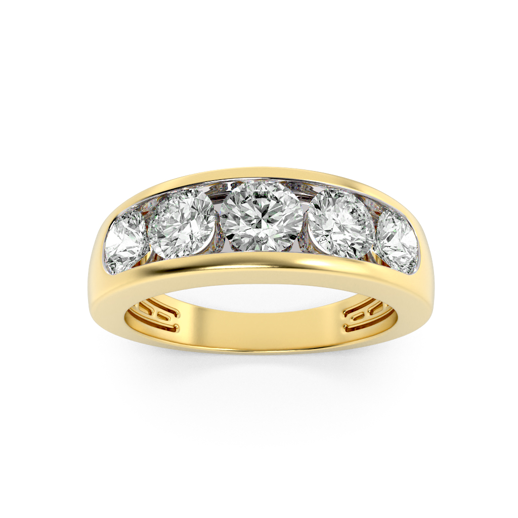 2Cttw Round Shaped Lab Grown Diamond (F/VS) Mens Ring in 14K Gold