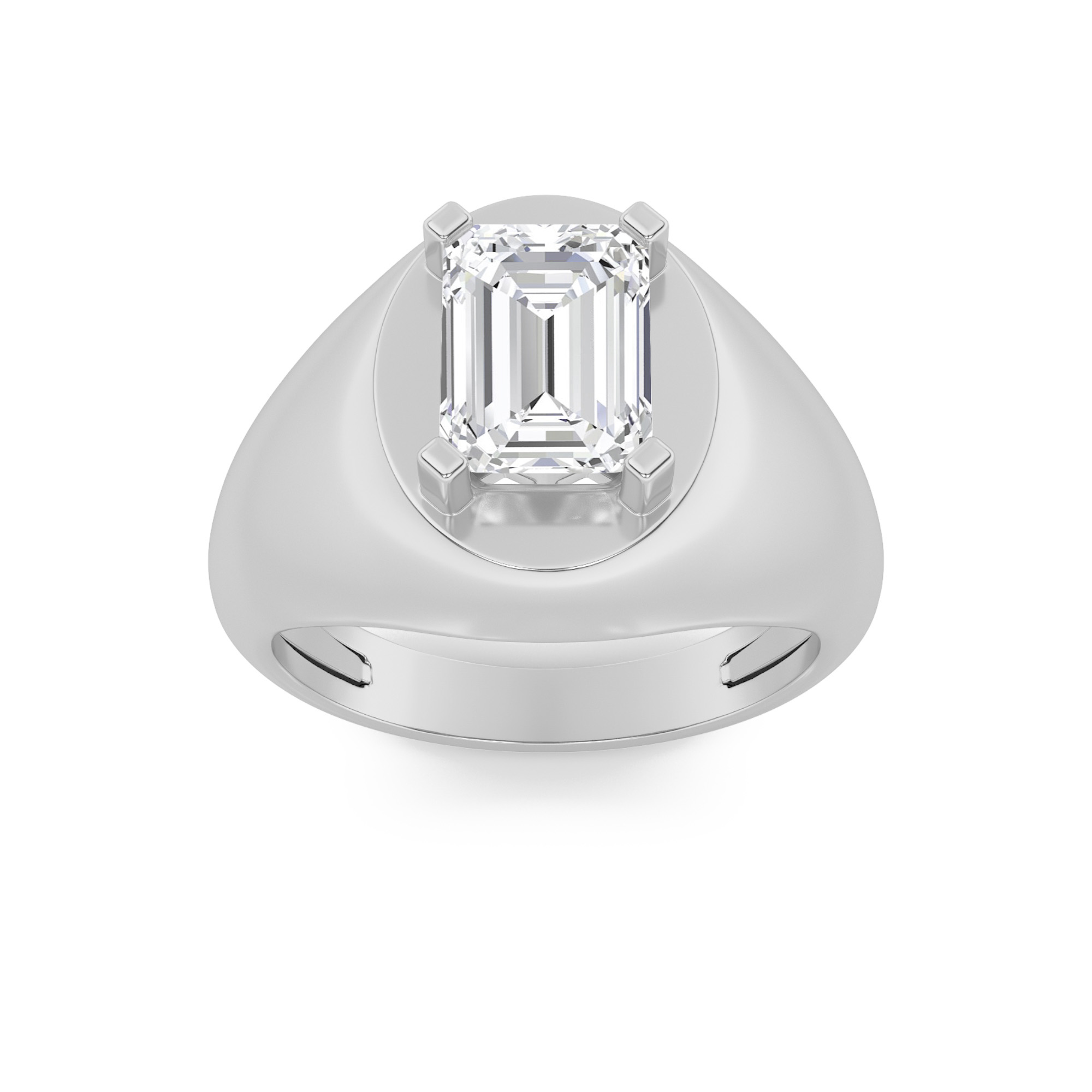 3Cttw Emerald Shaped Lab Grown Diamond (F/VS) Mens Ring in 14K Gold