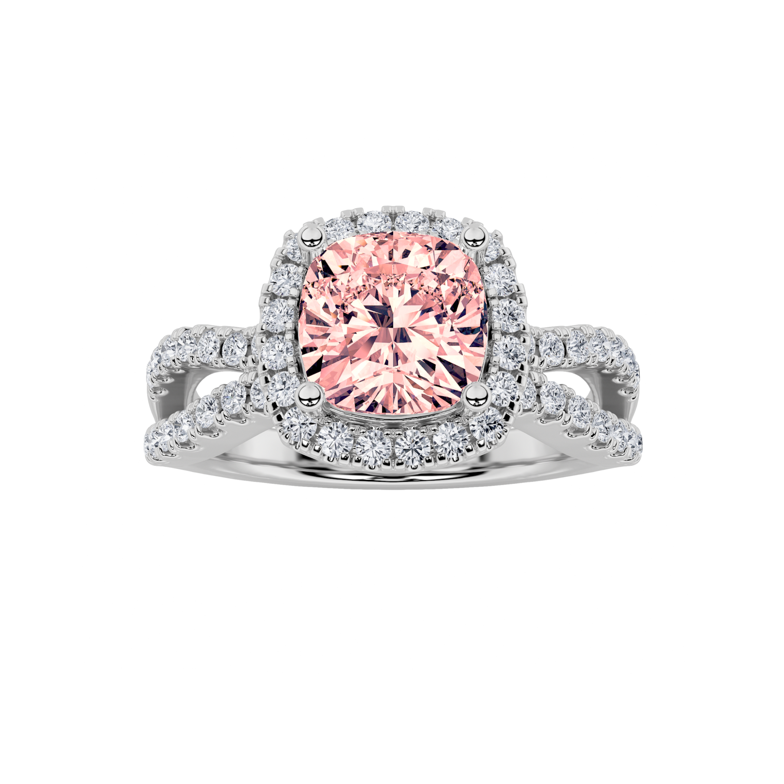 2.00 CT Cushion Diamond Ring in 14K White Gold