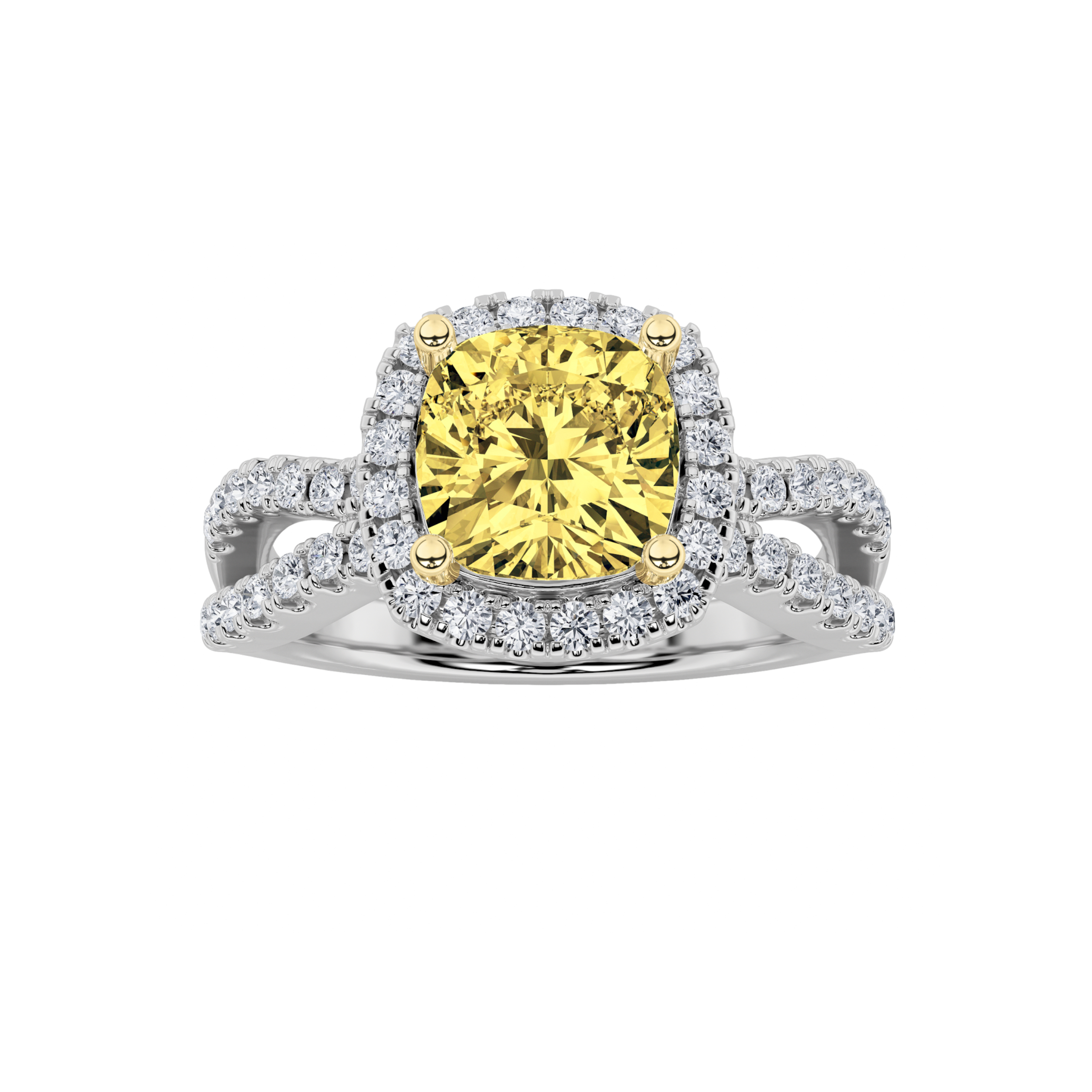 2.25 CT Cushion Diamond Ring in 14K White Gold