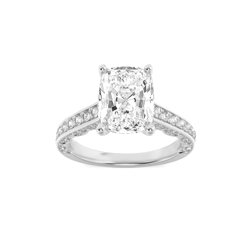 2.5Cttw Elongated Cushion Shaped Lab Grown Diamond (F/VS) Accented Engagement Ring in 14K Gold