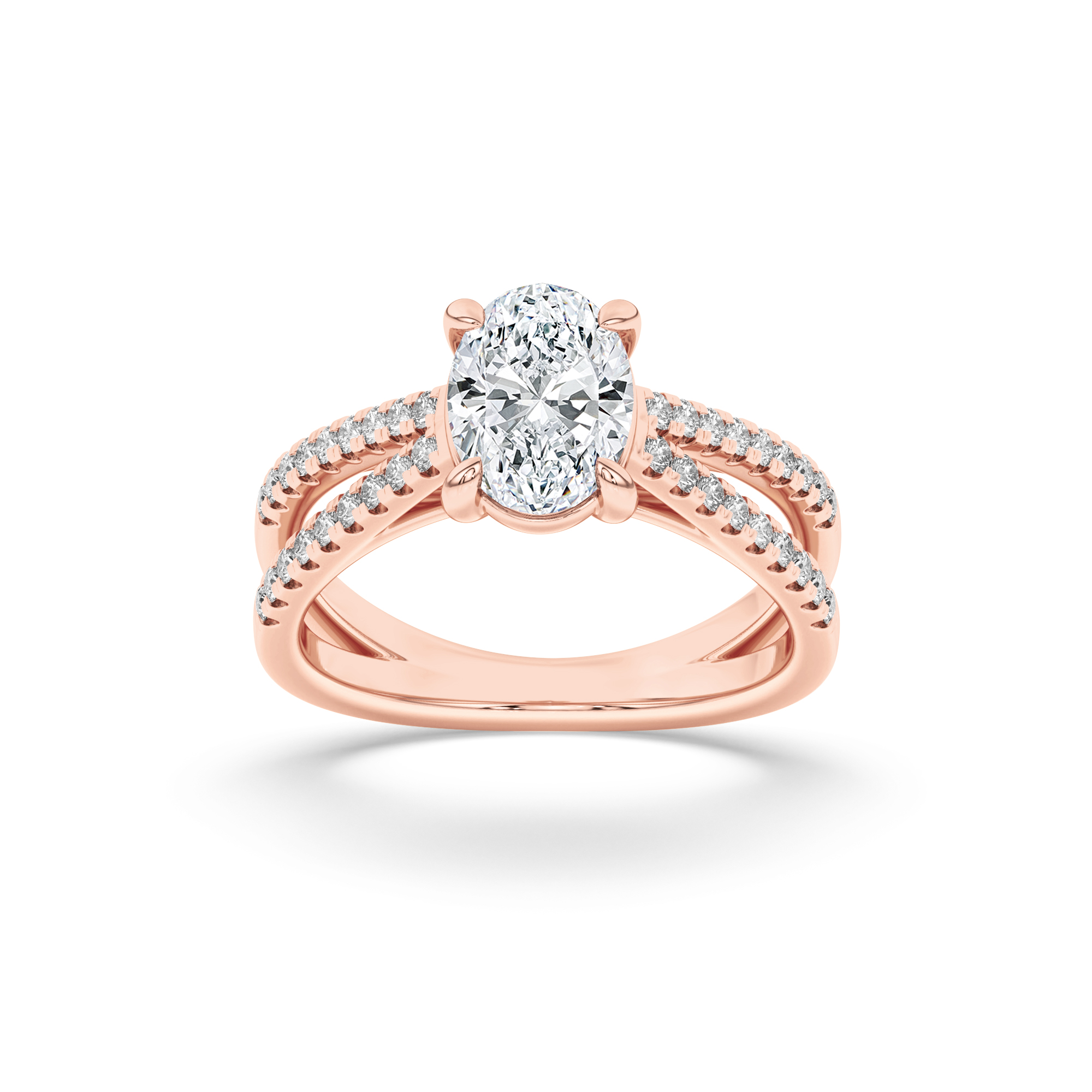 2Cttw Oval Shaped Lab Grown Diamond (F/VS) Cross Shank Accented Engagement Ring in 14K Gold
