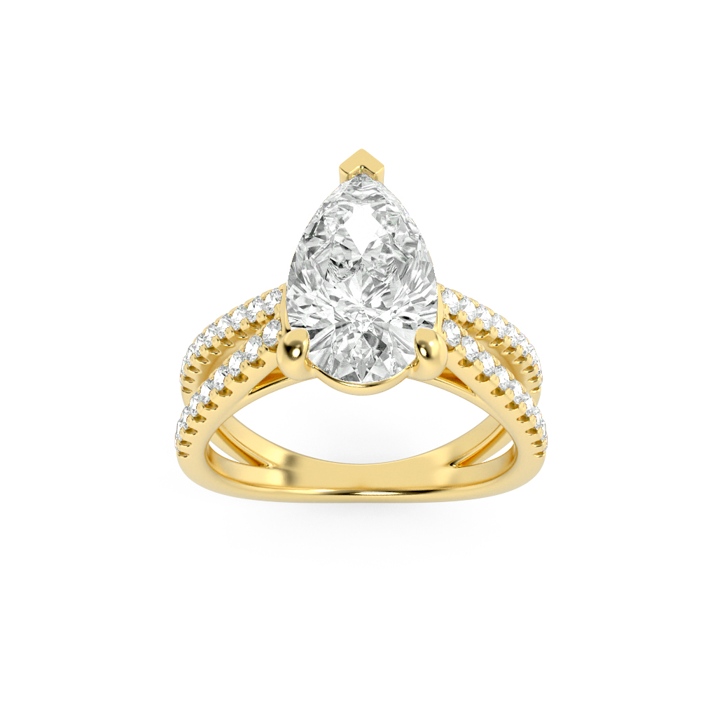 2Cttw Pear Shaped Lab Grown Diamond (F/VS) Cross Shank Accented Engagement Ring in 14K Gold