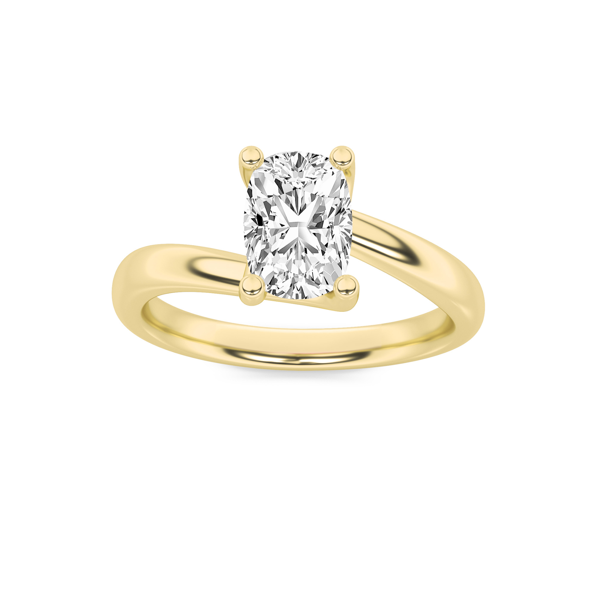 1Cttw Elongated Cushion Shaped Lab Grown Diamond (F/VS) Bypass Shank Engagement Ring in 14K Gold