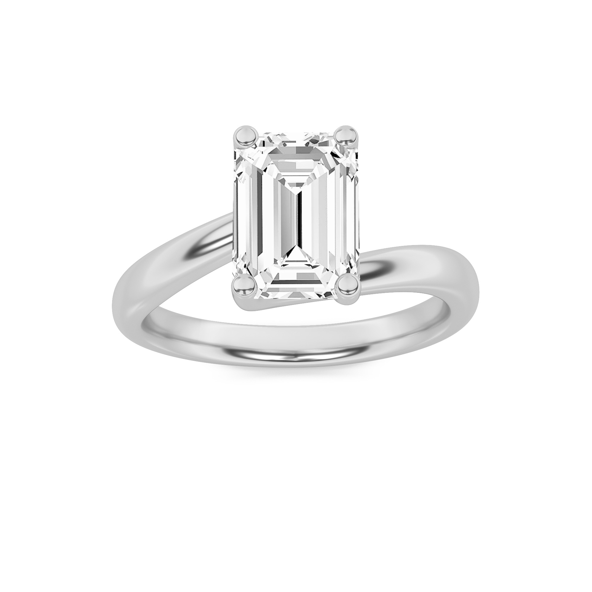 1Cttw Emerald Shaped Lab Grown Diamond (F/VS) Bypass Shank Engagement Ring in 14K Gold