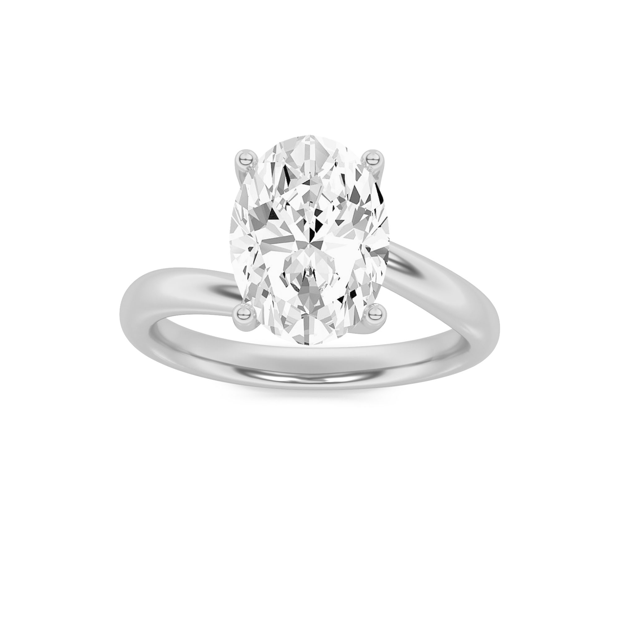 1Cttw Oval Shaped Lab Grown Diamond (F/VS) Bypass Shank Engagement Ring in 14K Gold