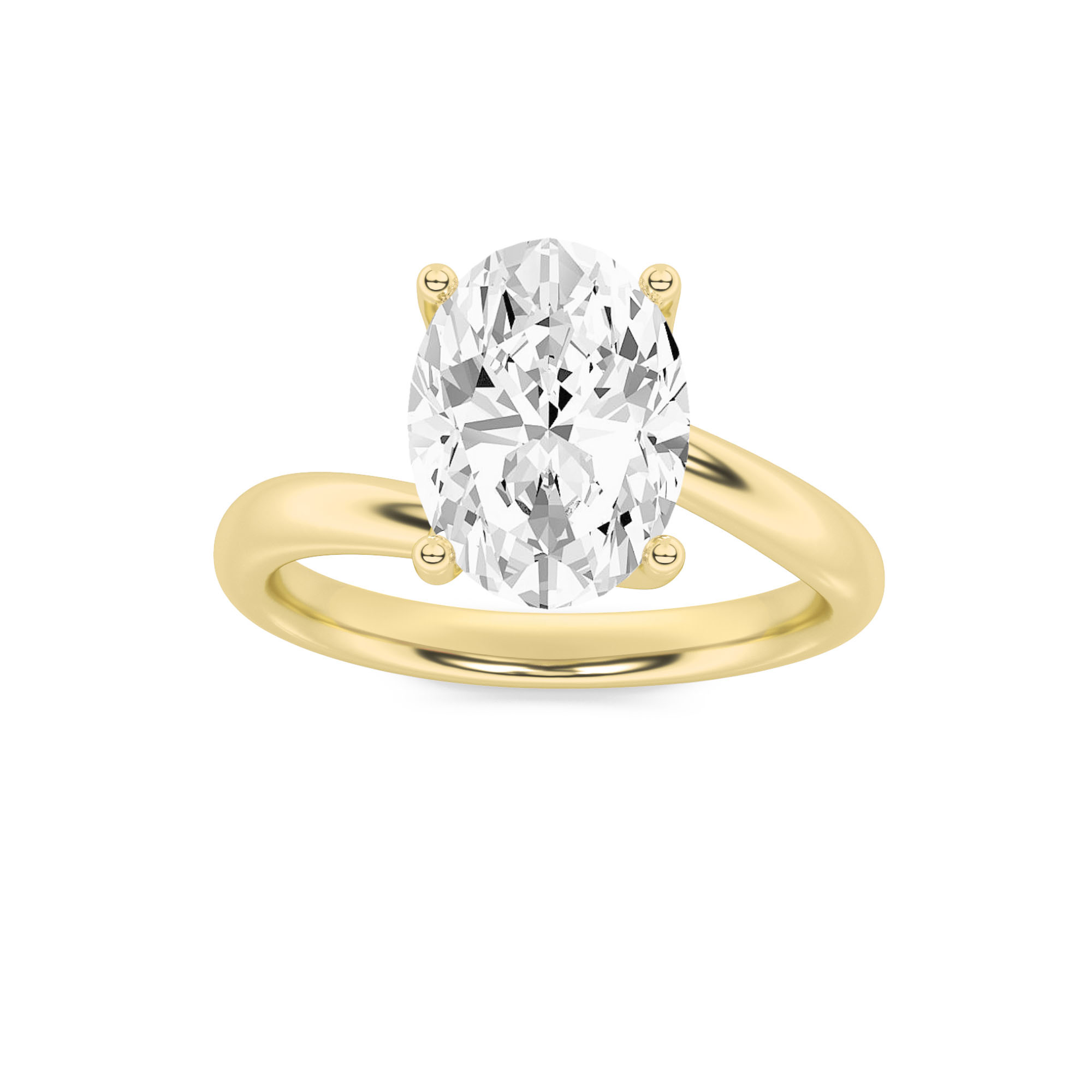 3Cttw Oval Shaped Lab Grown Diamond (F/VS) Bypass Shank Engagement Ring in 14K Gold