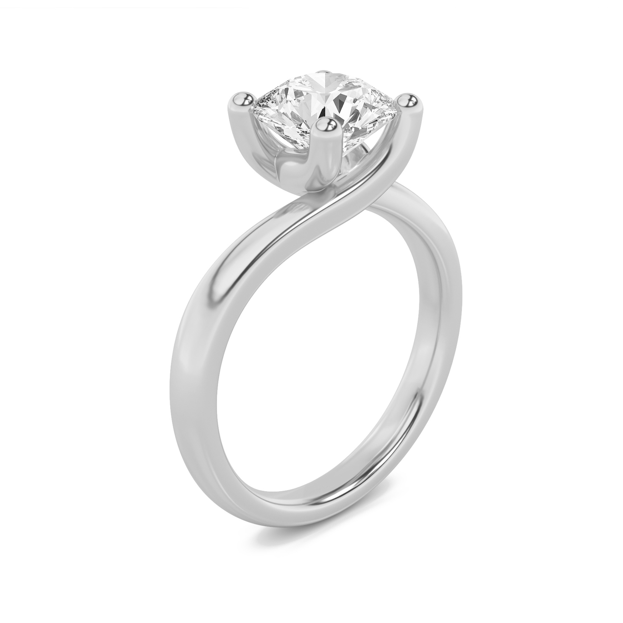 1Cttw Elongated Cushion Shaped Lab Grown Diamond (F/VS) Bypass Shank Engagement Ring in 14K Gold