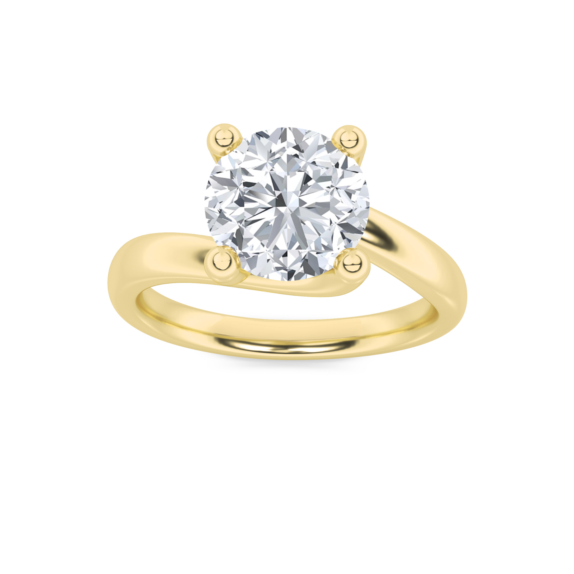 3Cttw Round Shaped Lab Grown Diamond (F/VS) Bypass Shank Engagement Ring in 14K Gold