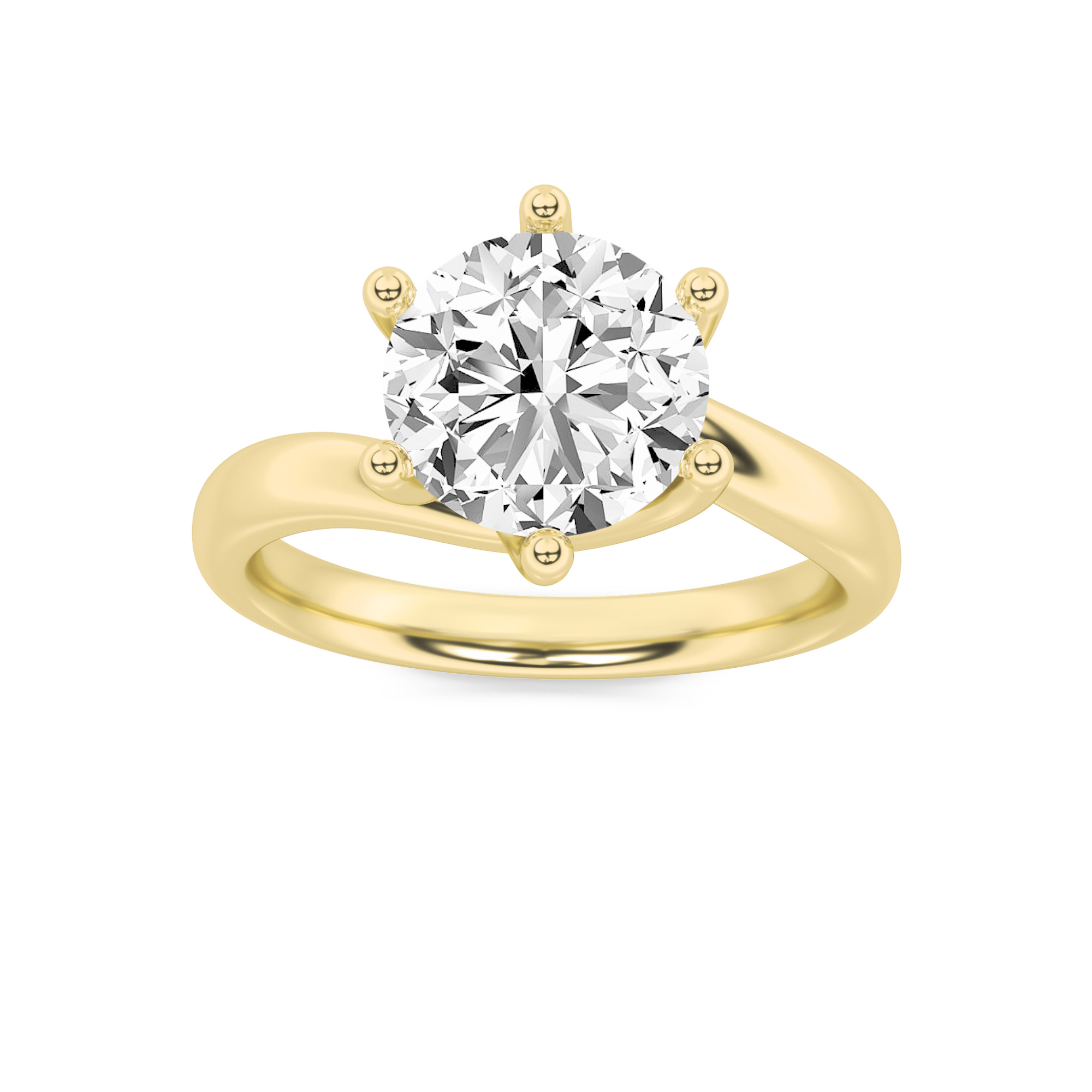 1Cttw Round Shaped Lab Grown Diamond (F/VS) Bypass Shank Engagement Ring in 14K Gold