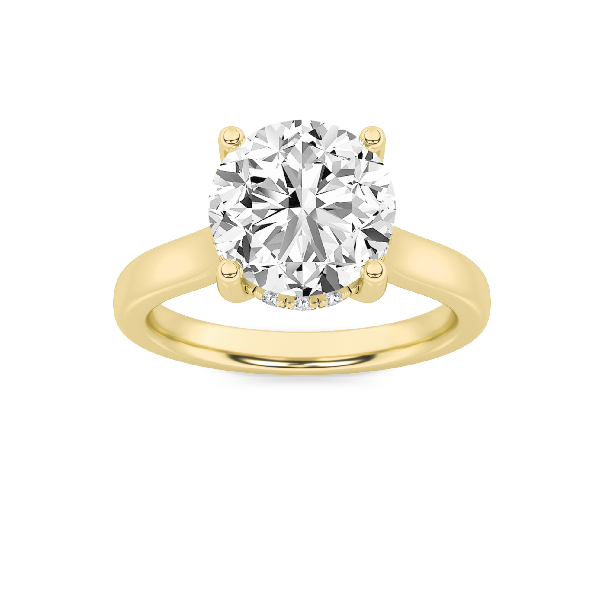 1.5Cttw Round Shaped Lab Grown Diamond (F/VS) Hidden Halo Cathedral Shank Engagement Ring in 14K Gold