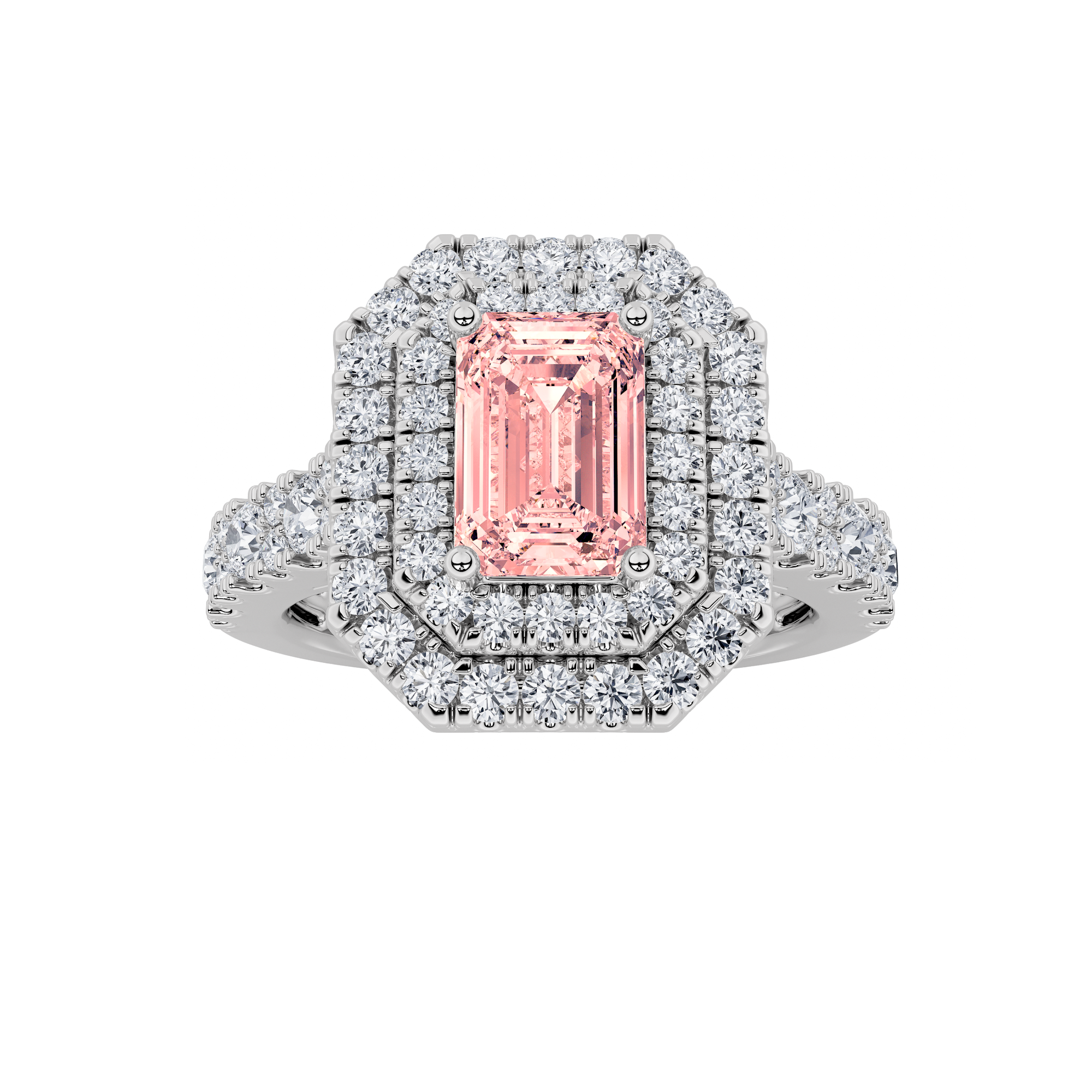 2.00 CT Emerald Diamond Ring in 14K White Gold