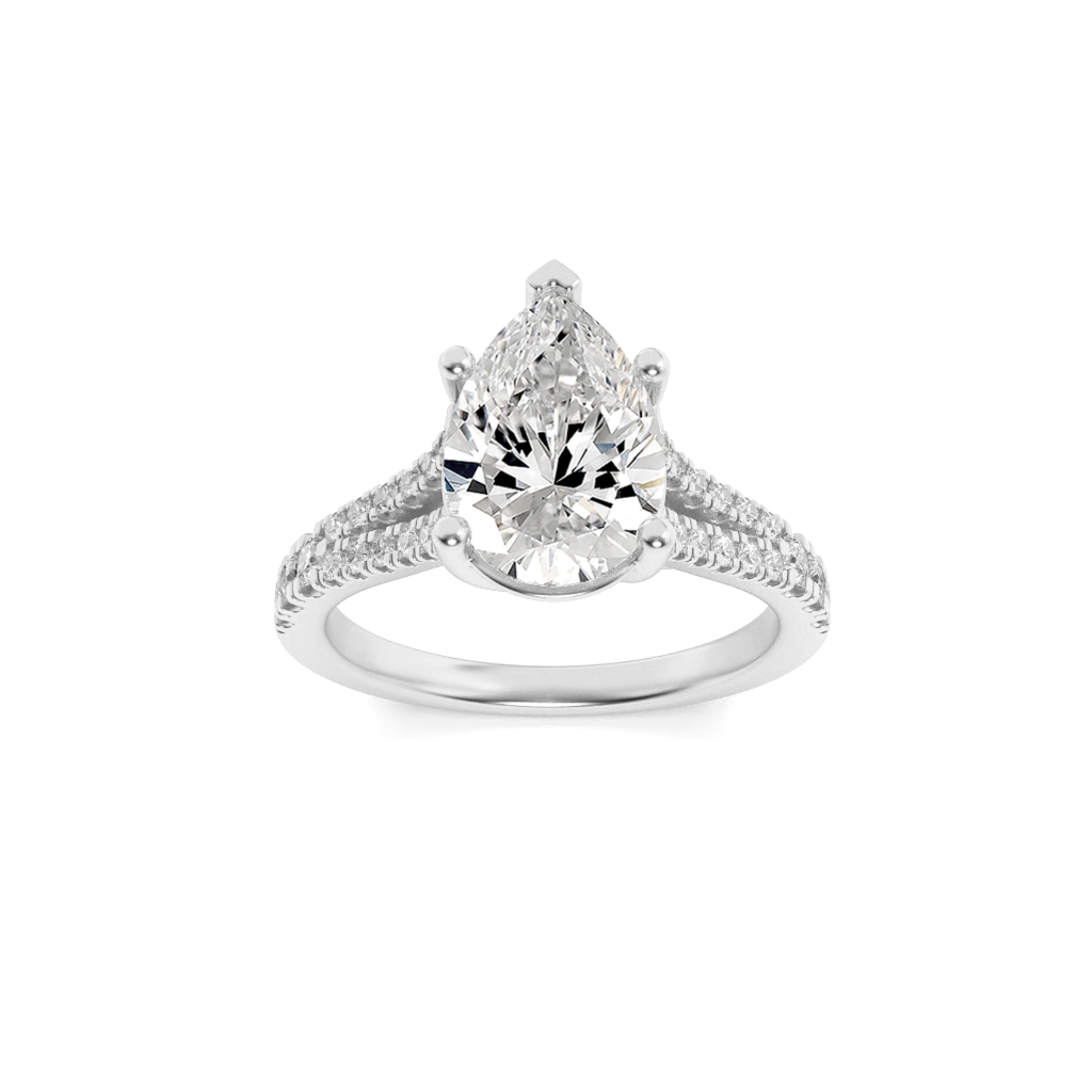3Cttw Pear Shaped Lab Grown Diamond (F/VS)  RING in 14K Gold