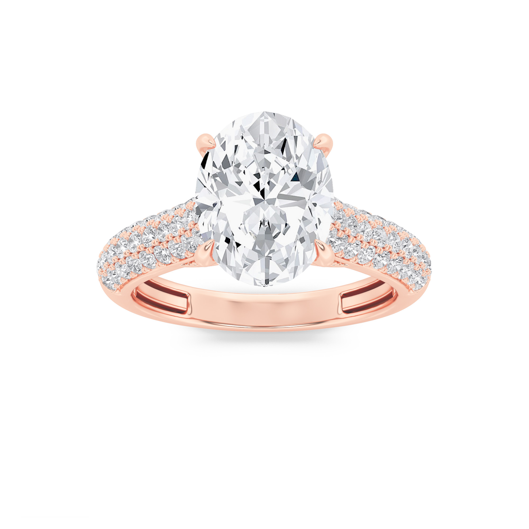 1.5Cttw Oval Shaped Lab Grown Diamond (F/VS) Hidden Halo Accented Engagement Ring in 14K Gold