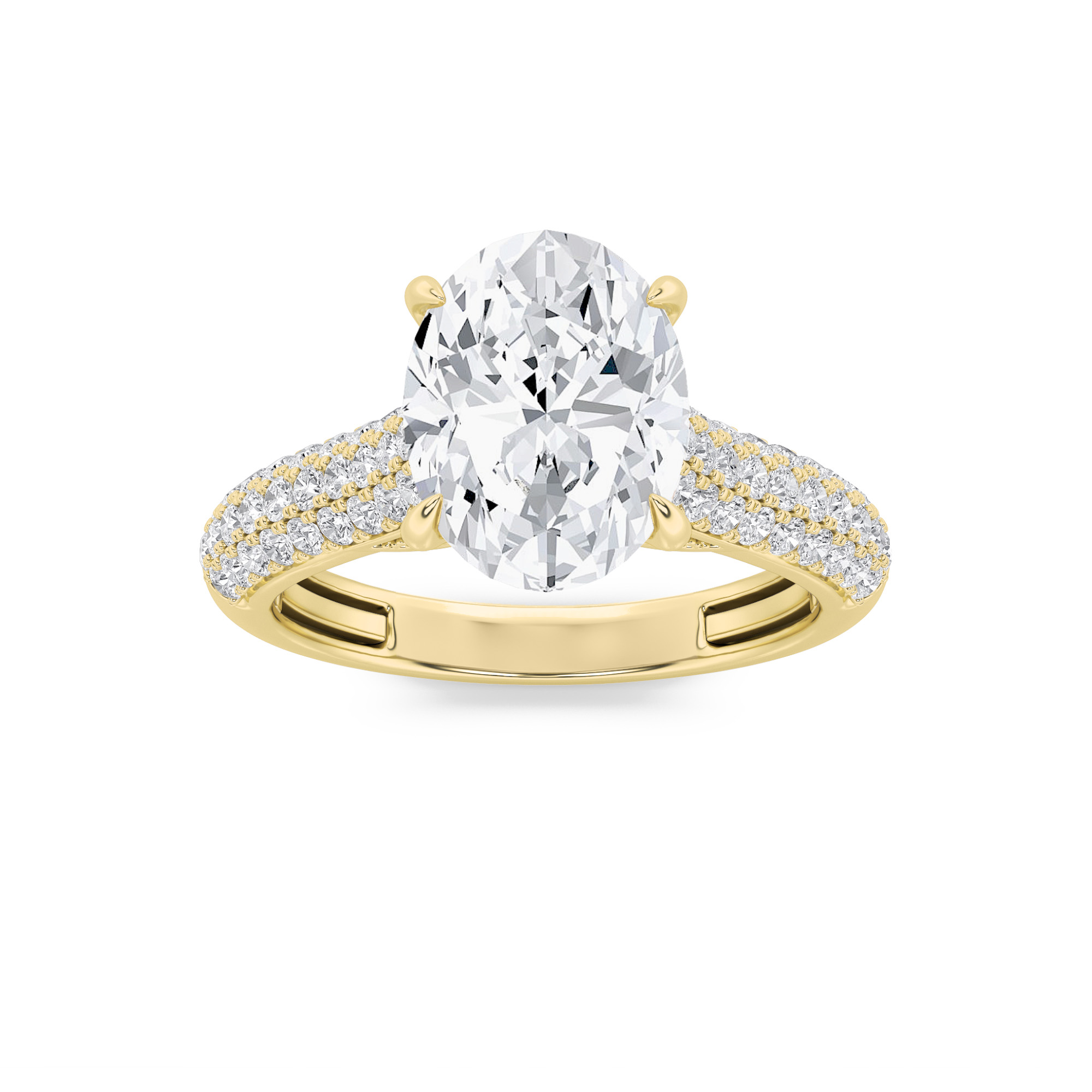 2.5Cttw Oval Shaped Lab Grown Diamond (F/VS) Hidden Halo Accented Engagement Ring in 14K Gold