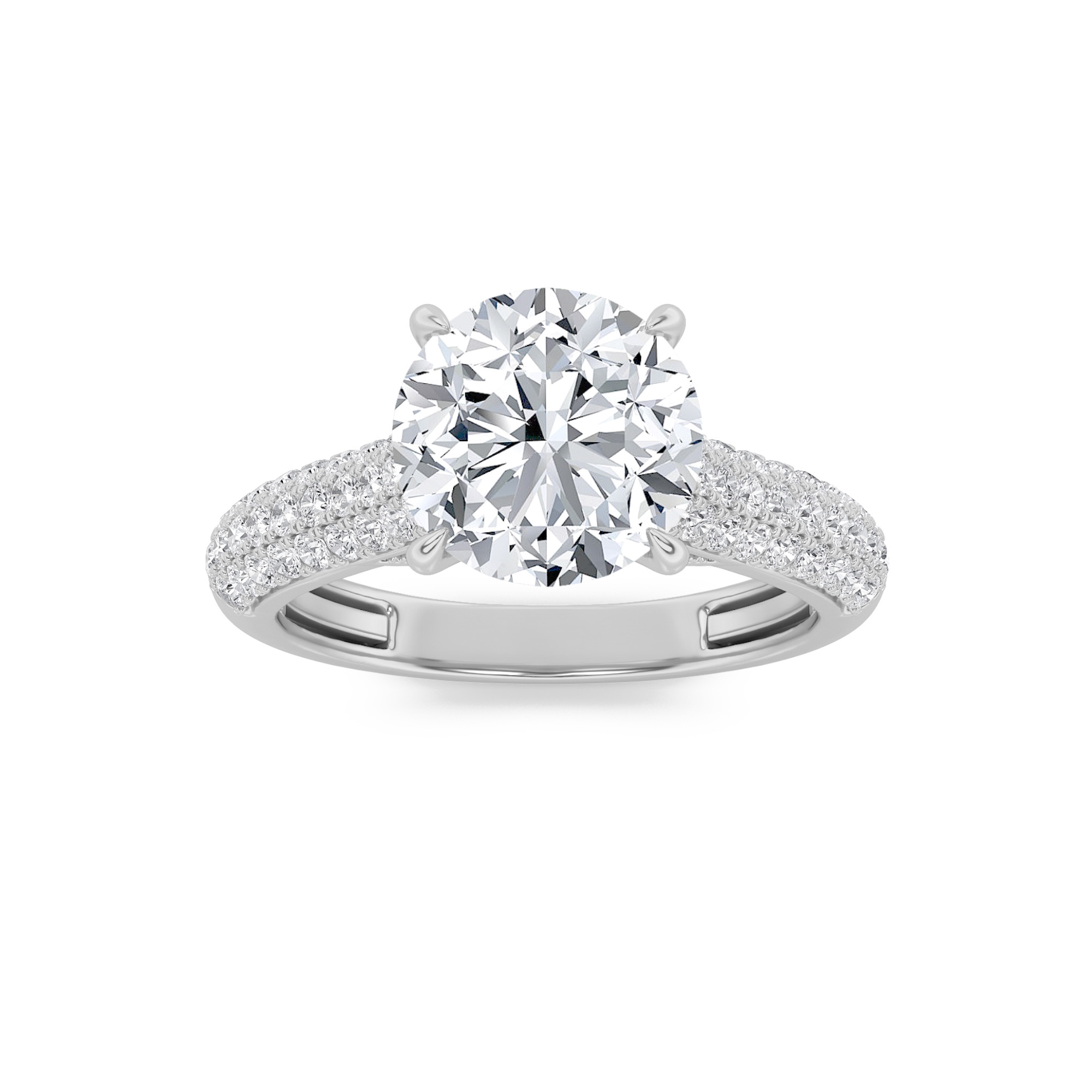 2.5Cttw Round Shaped Lab Grown Diamond (F/VS) Hidden Halo Accented Engagement Ring in 14K Gold
