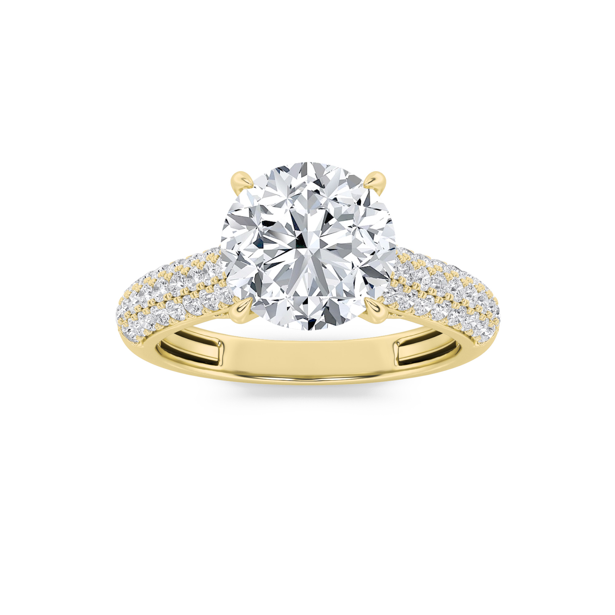 2.5Cttw Round Shaped Lab Grown Diamond (F/VS) Hidden Halo Accented Engagement Ring in 14K Gold