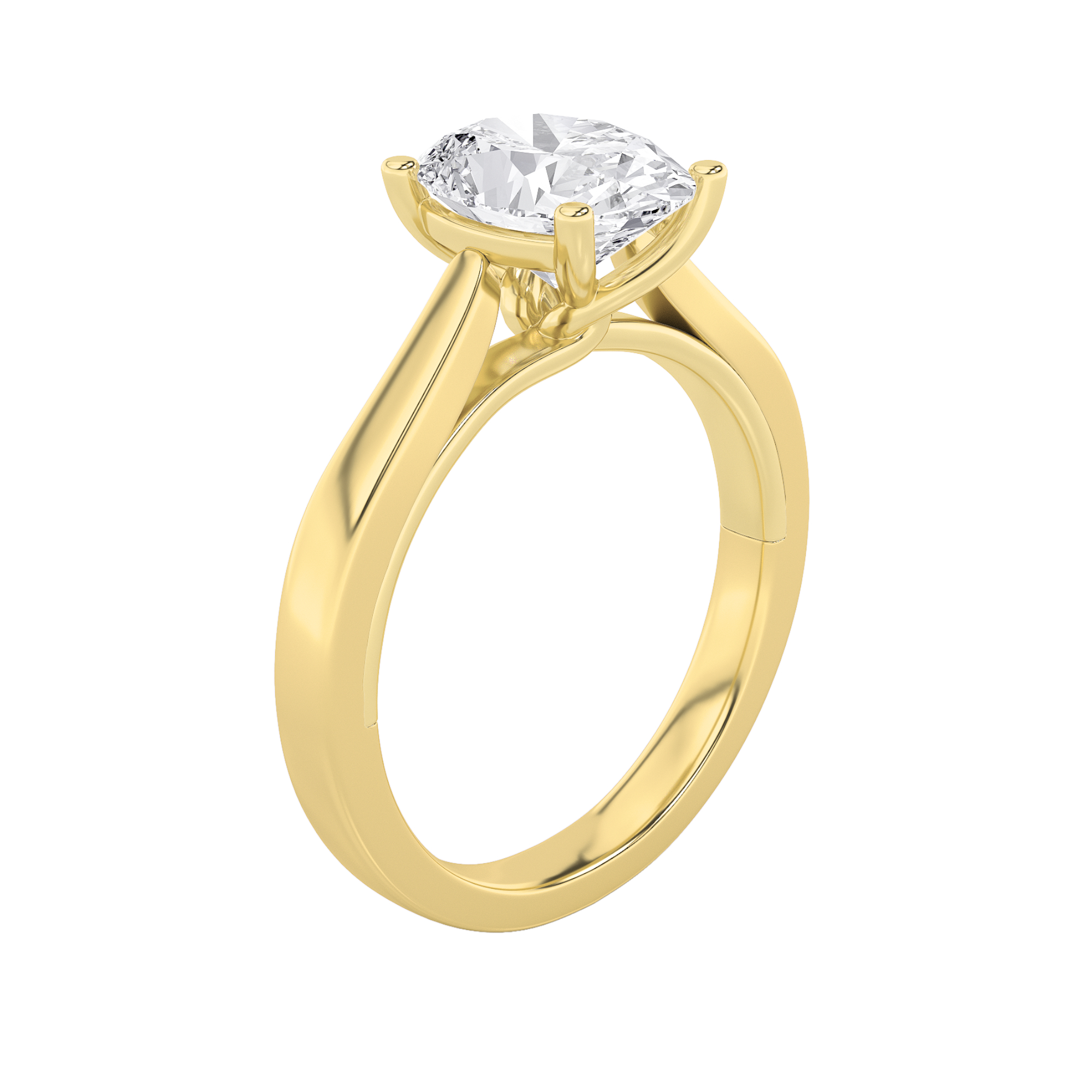 1Cttw Elongated Cushion Shaped Lab Grown Diamond (F/VS) Two Tone Twisted Basket Cathedral Shank Solitaire Ring in 14K Gold