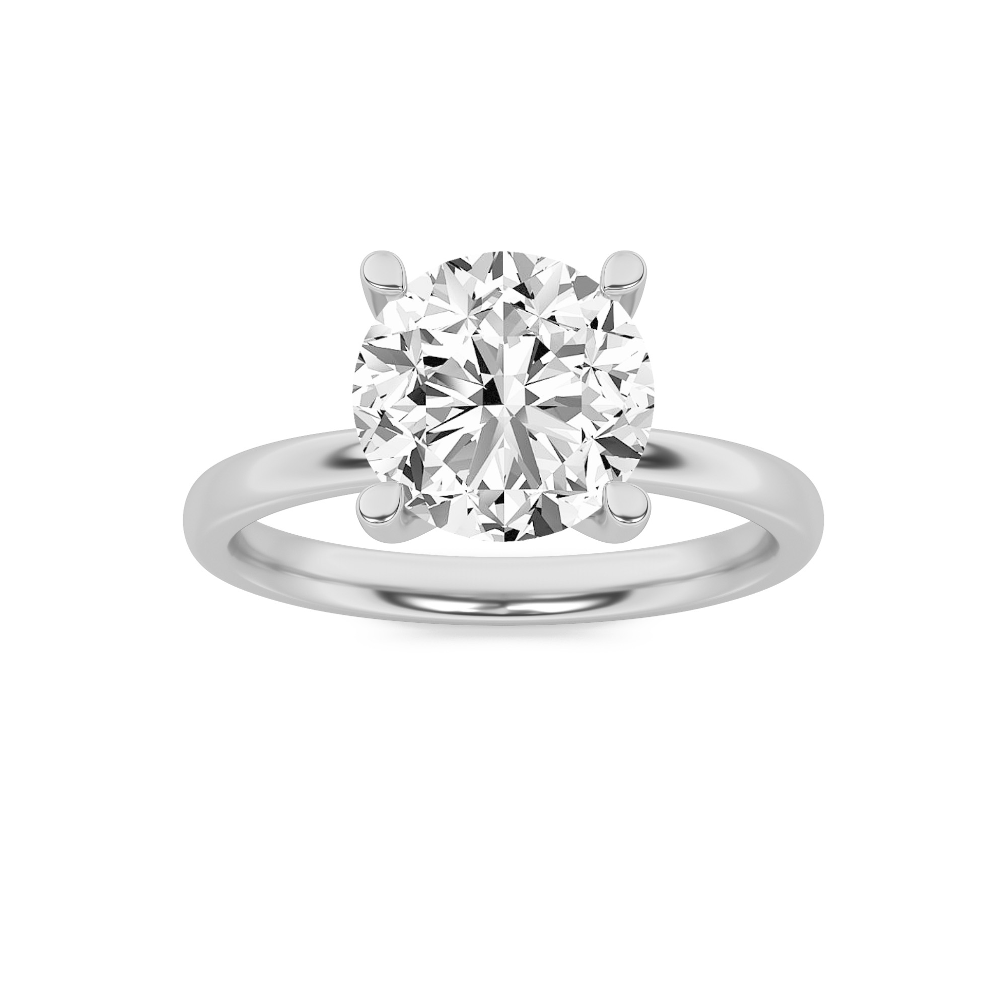 2Cttw Round Shaped Lab Grown Diamond (F/VS) Hidden Halo Petite Shank  Ring in 14K Gold