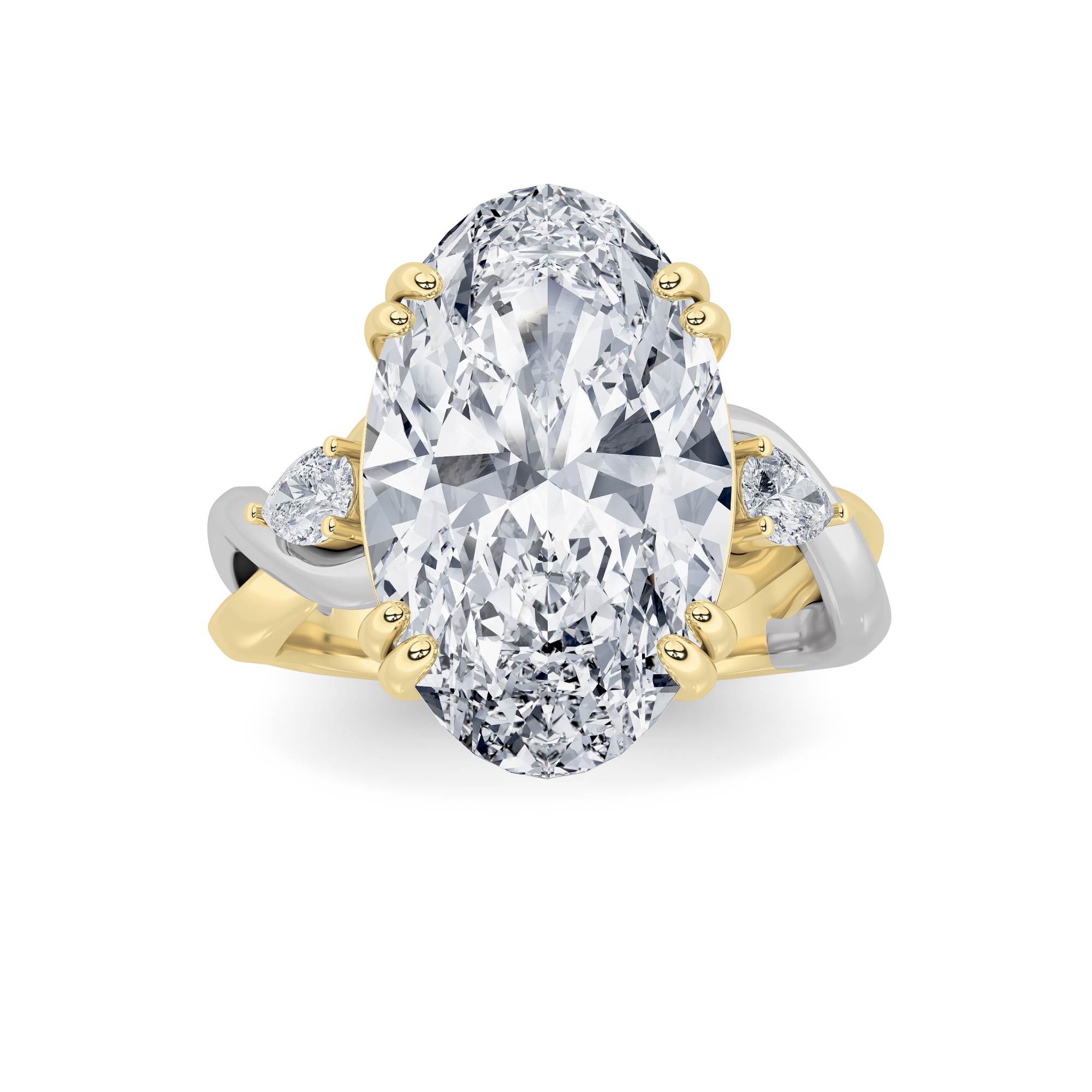 6.25Cttw Oval Shaped Lab Grown Diamond (F/VS) Bold Accented Engagement Ring in 14K Gold