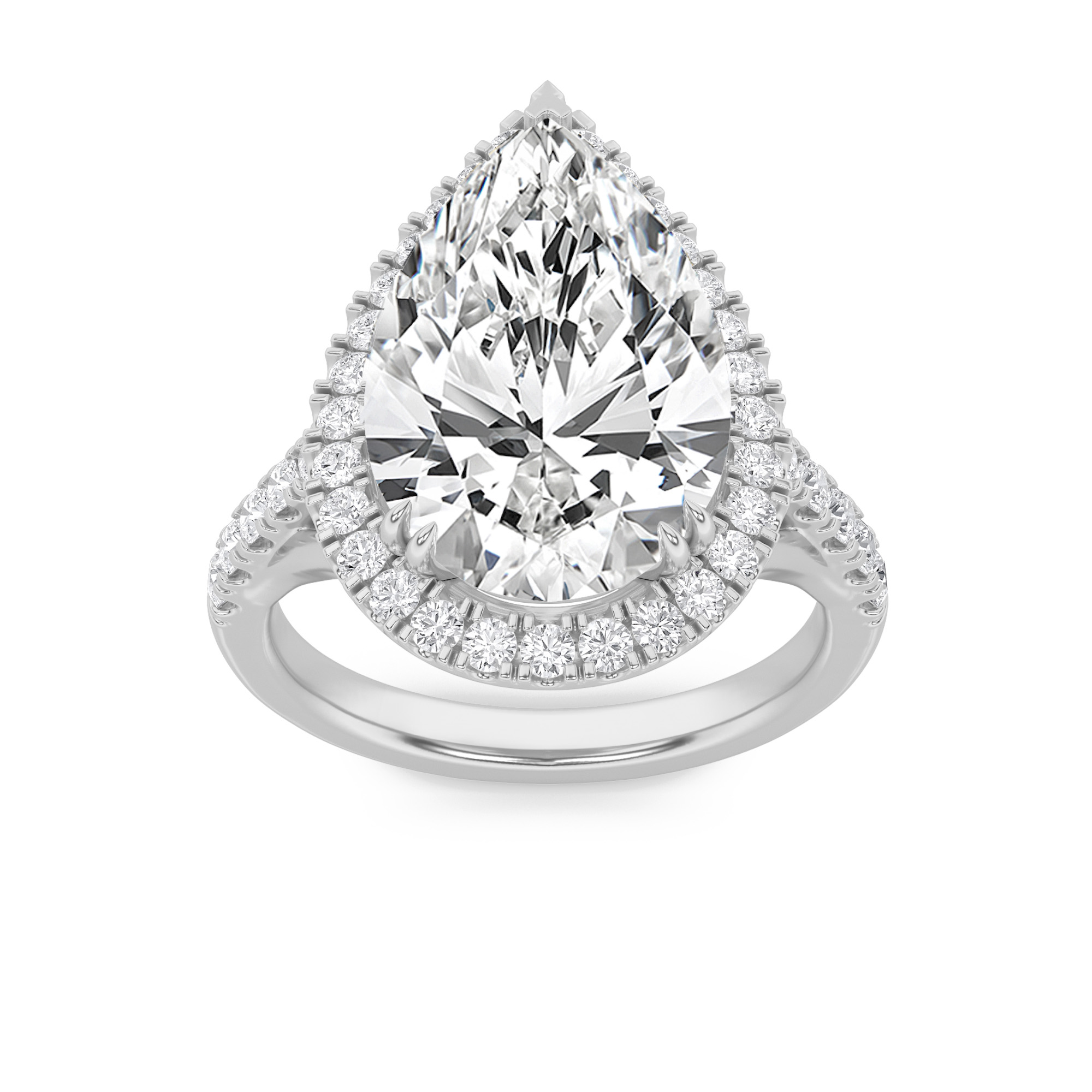 6Cttw Pear Shaped Lab Grown Diamond (F/VS) Bold Statement Accented  Ring in 14K Gold