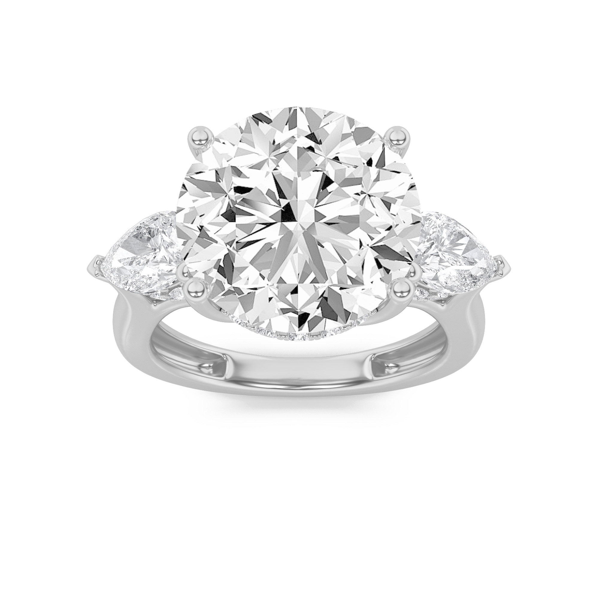 7.25Cttw Round Shaped Lab Grown Diamond (F/VS) Bold Accented Engagement Ring in 14K Gold