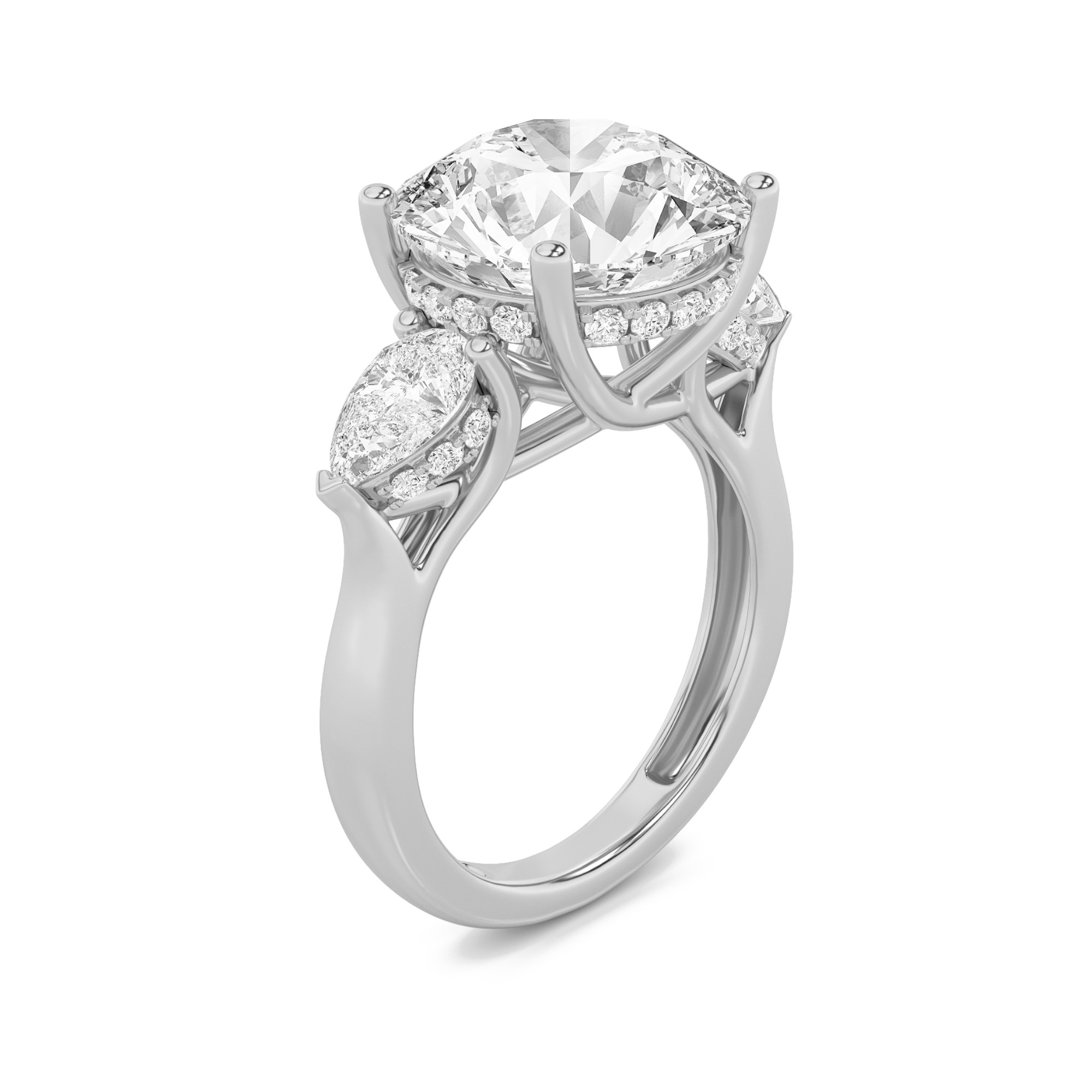 7.25Cttw Round Shaped Lab Grown Diamond (F/VS) Bold Accented Engagement Ring in 14K Gold