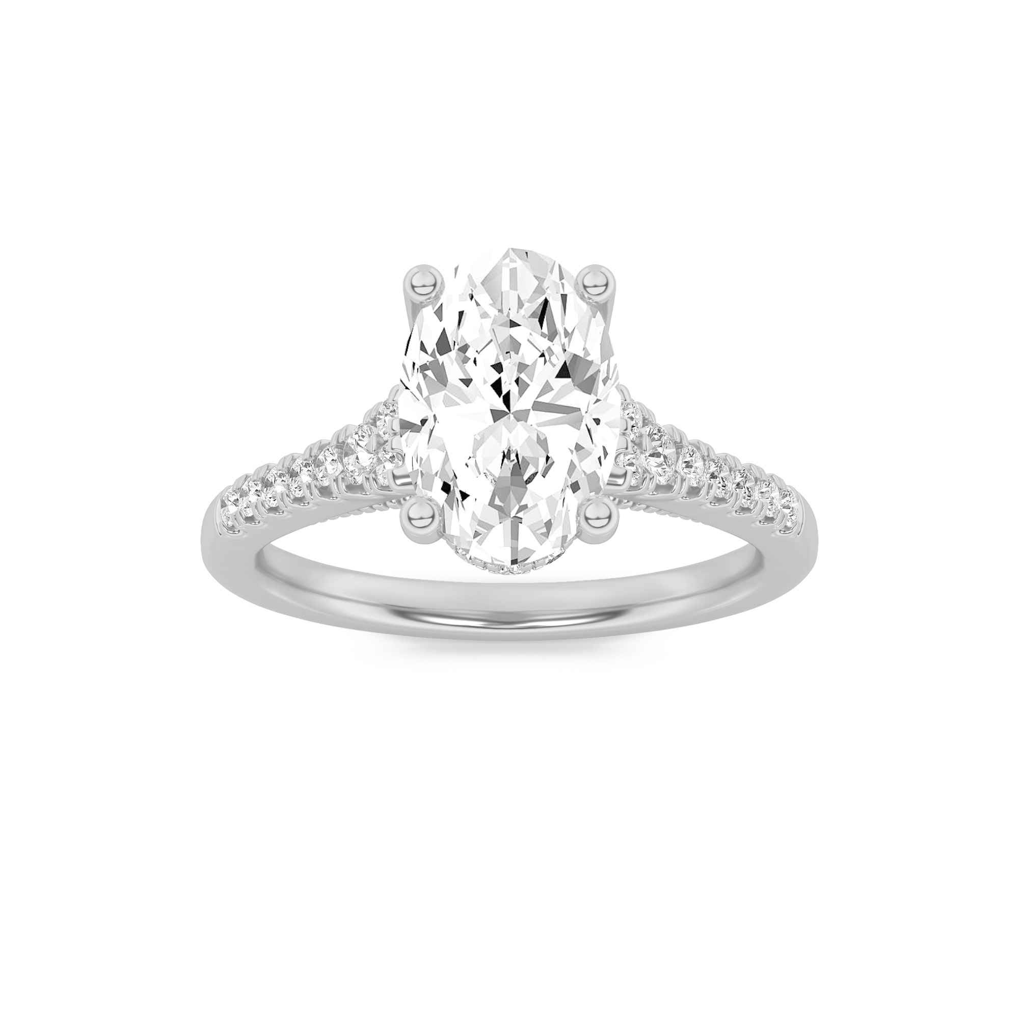 1.5Cttw Oval Shaped Lab Grown Diamond (F/VS) Accented Two Tone Engagement Ring in 14K Gold