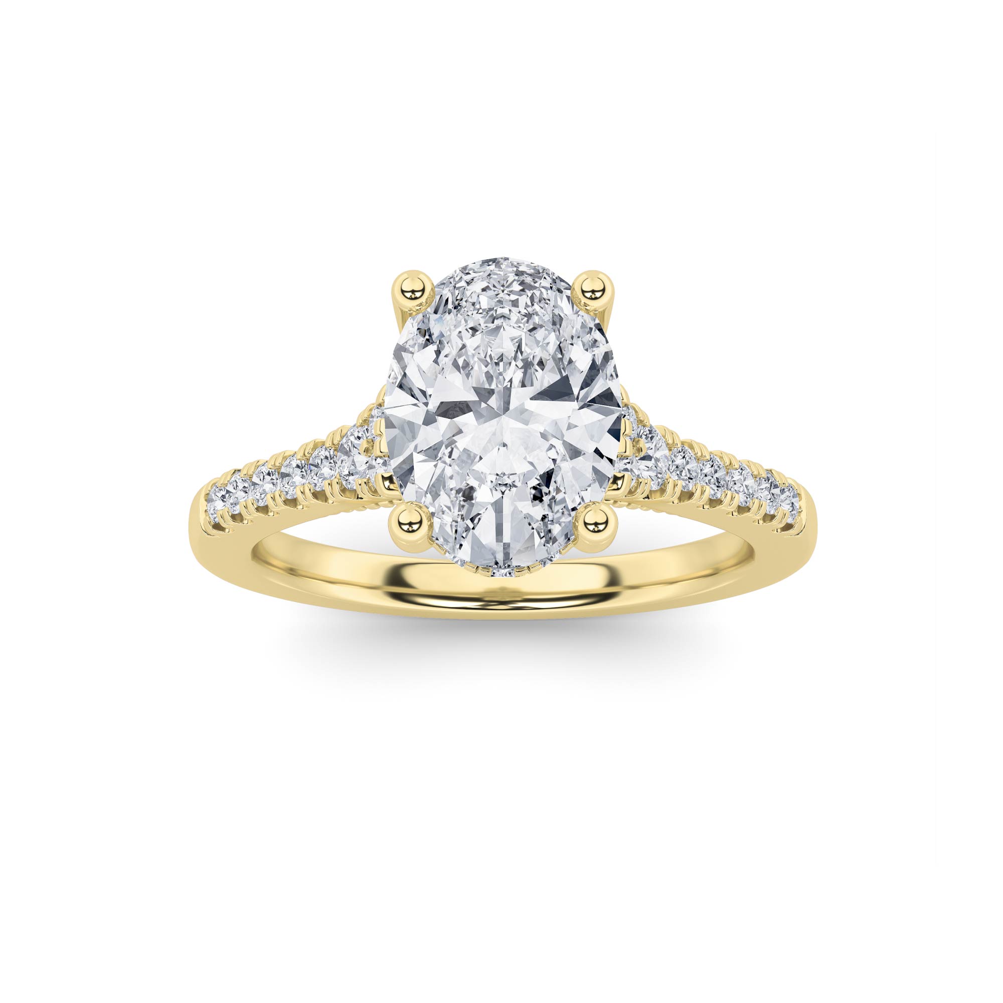 1.5Cttw Oval Shaped Lab Grown Diamond (F/VS) Accented Two Tone Engagement Ring in 14K Gold
