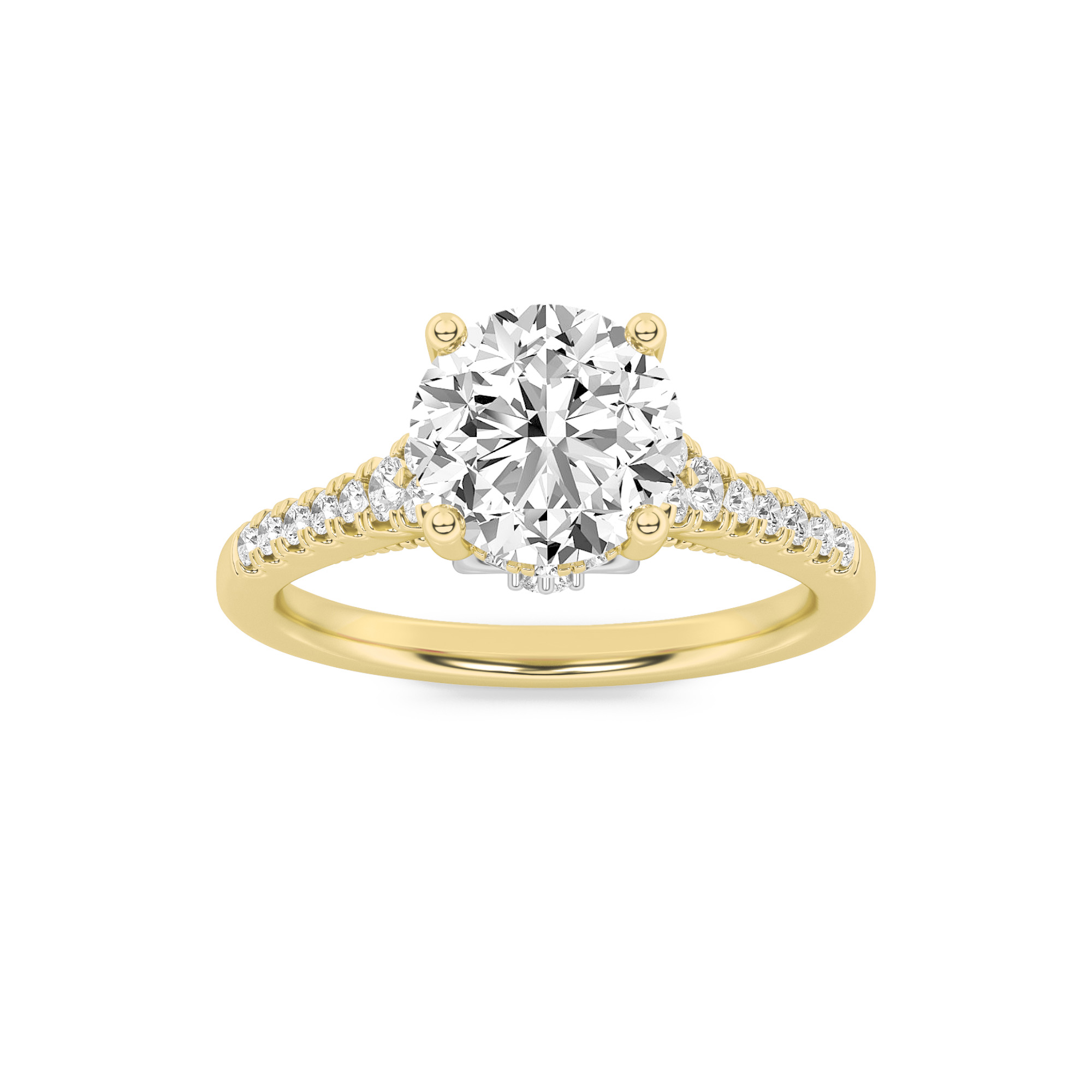 1.5Cttw Round Shaped Lab Grown Diamond (F/VS) Accented Two Tone Engagement Ring in 14K Gold