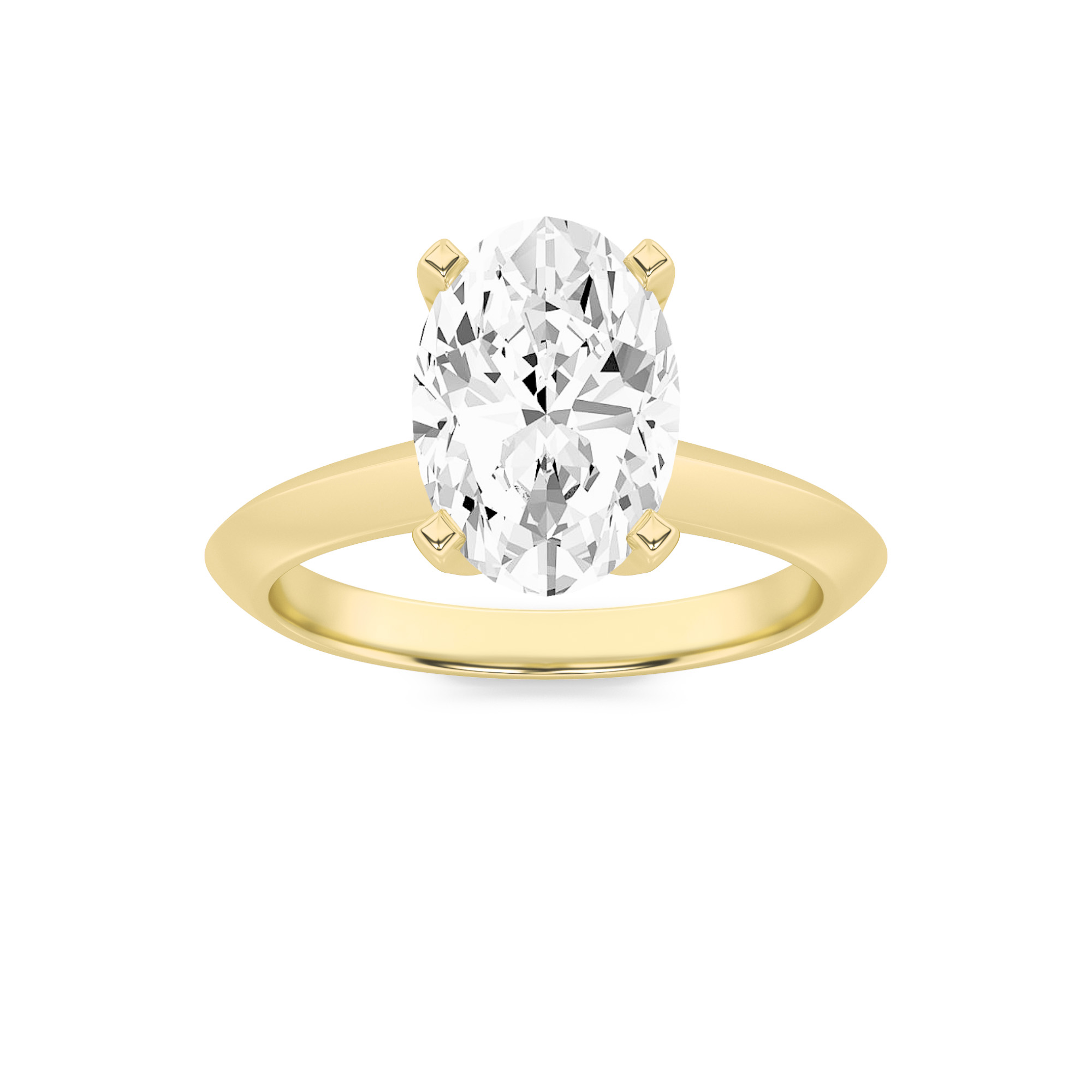 2Cttw Oval Shaped Lab Grown Diamond (F/VS) Knife Edge Shank Solitaire Engagement Ring in 14K Gold