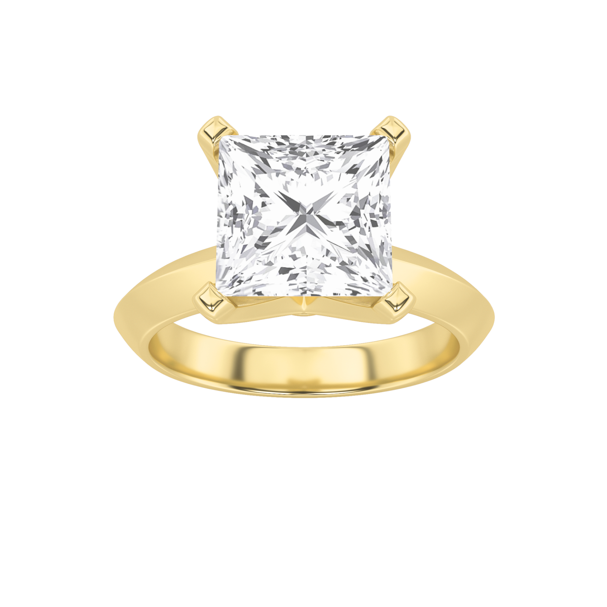 1Cttw Princess Shaped Lab Grown Diamond (F/VS) Knife Edge Shank Solitaire Engagement Ring in 14K Gold
