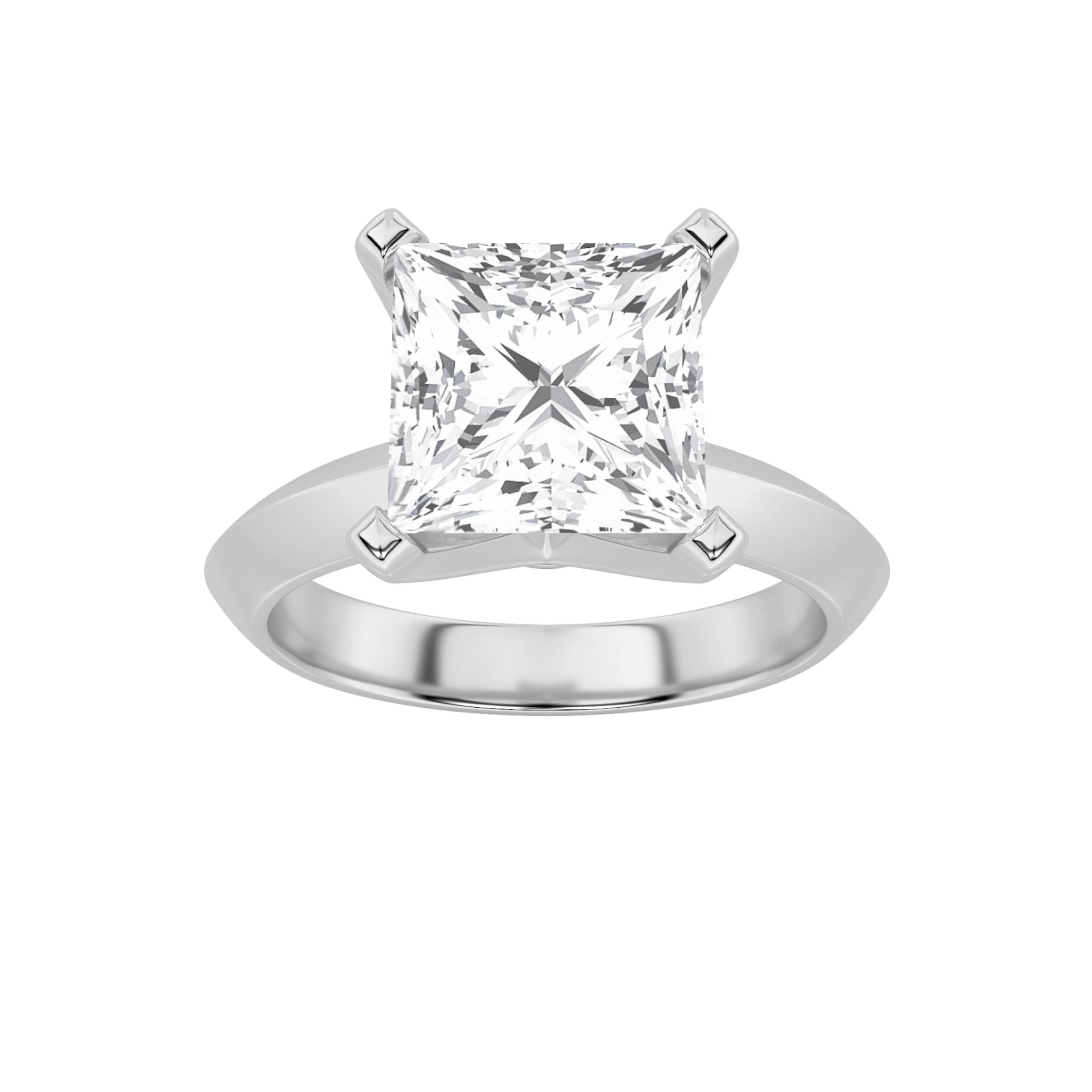 3Cttw Princess Shaped Lab Grown Diamond (F/VS) Knife Edge Shank Solitaire Engagement Ring in 14K Gold