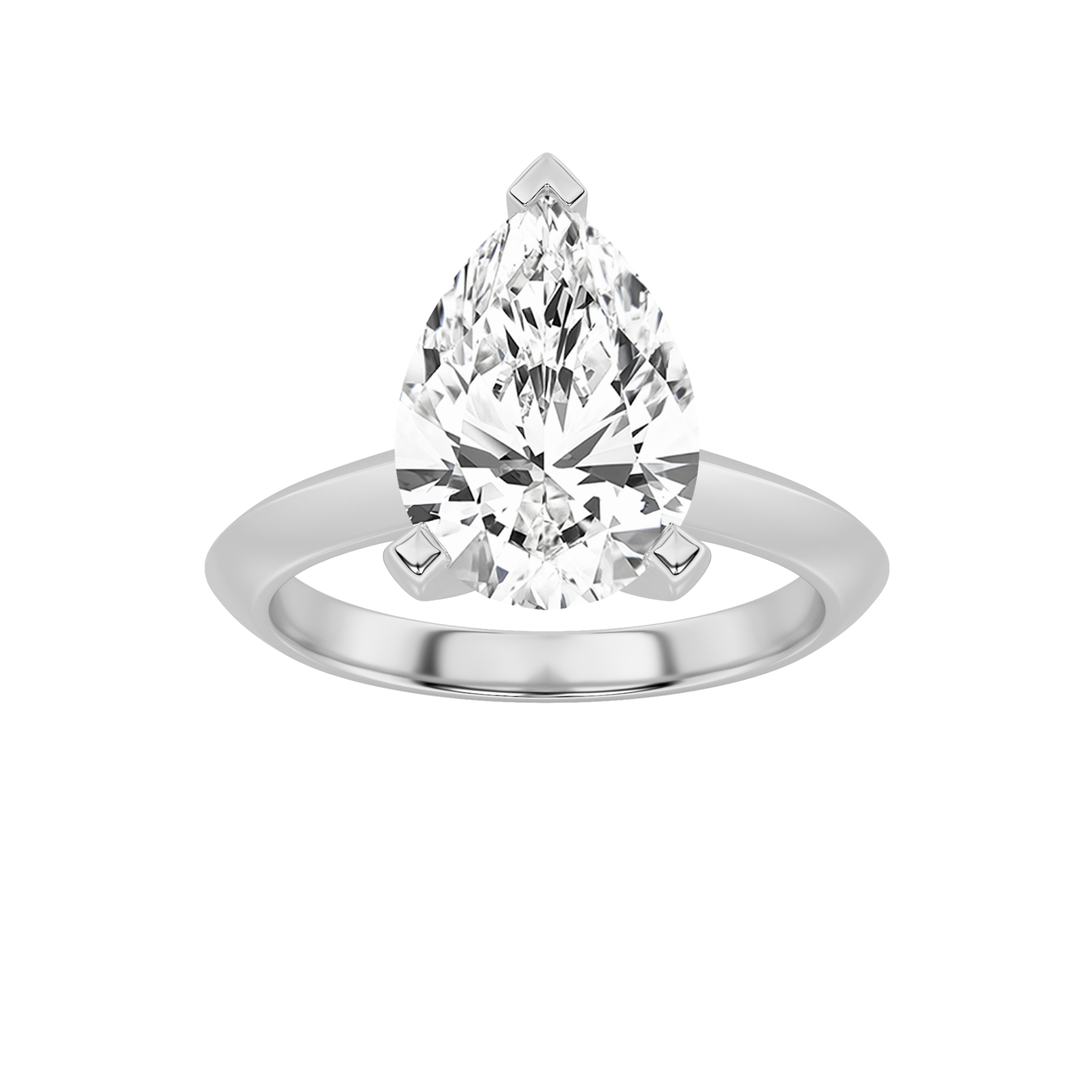 1Cttw Pear Shaped Lab Grown Diamond (F/VS) Knife Edge Shank Solitaire Engagement Ring in 14K Gold