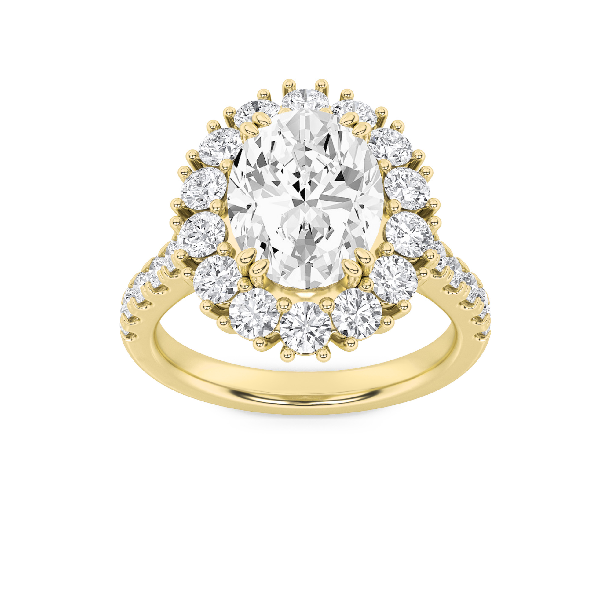 4Cttw Oval Shaped Lab Grown Diamond (F/VS) Bold Classic Engagement Ring in 14K Gold