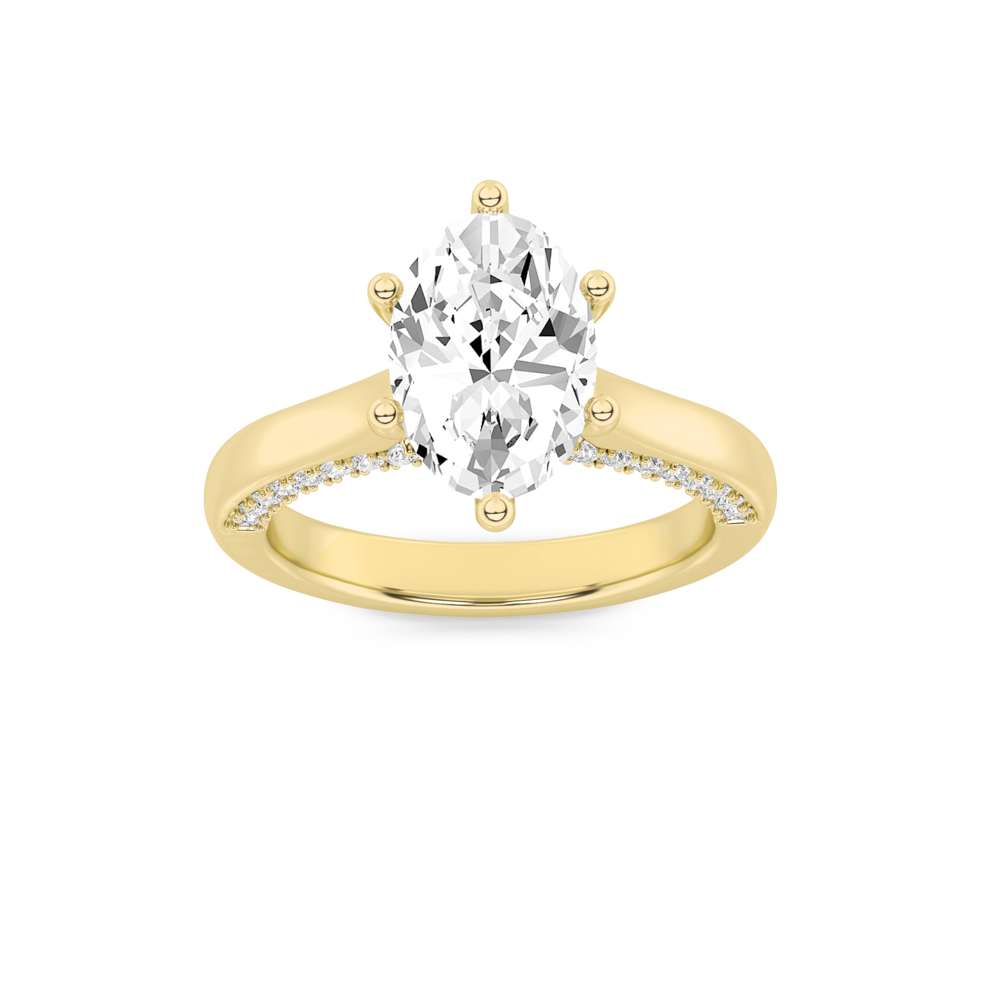 2Cttw Oval Shaped Lab Grown Diamond (F/VS) Tulip Motif Accented Engagement Ring in 14K Gold