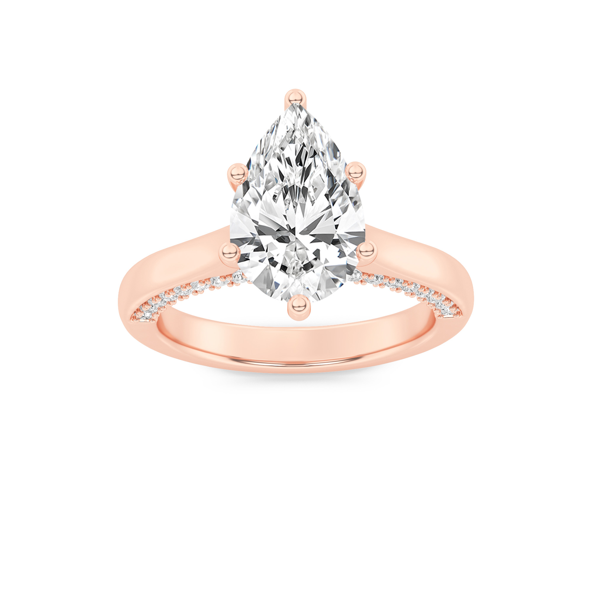 1.25Cttw Pear Shaped Lab Grown Diamond (F/VS) Tulip Motif Accented Engagement Ring in 14K Gold