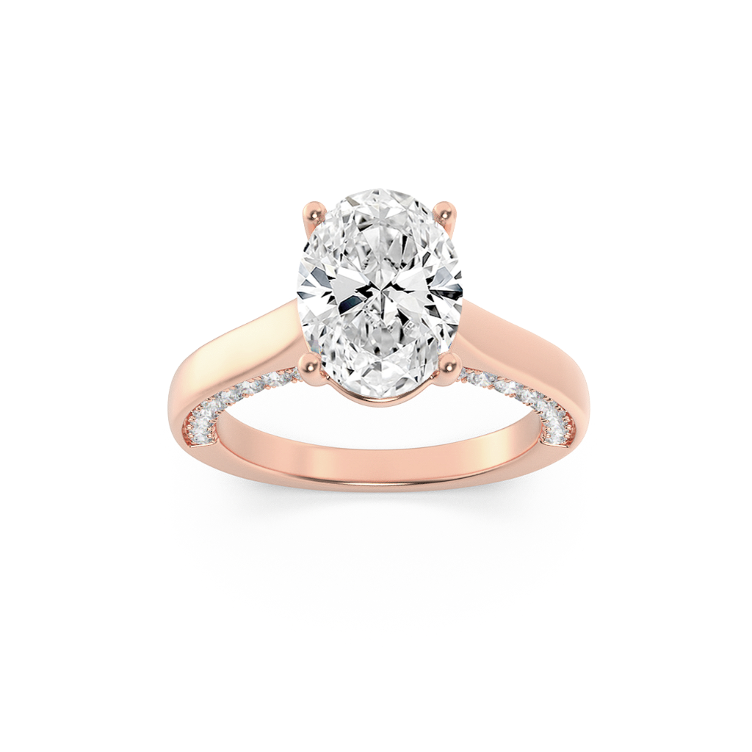 1.33Cttw Oval Shaped Lab Grown Diamond (F/VS) Accented Bridge Shank Engagement Ring in 14K Gold