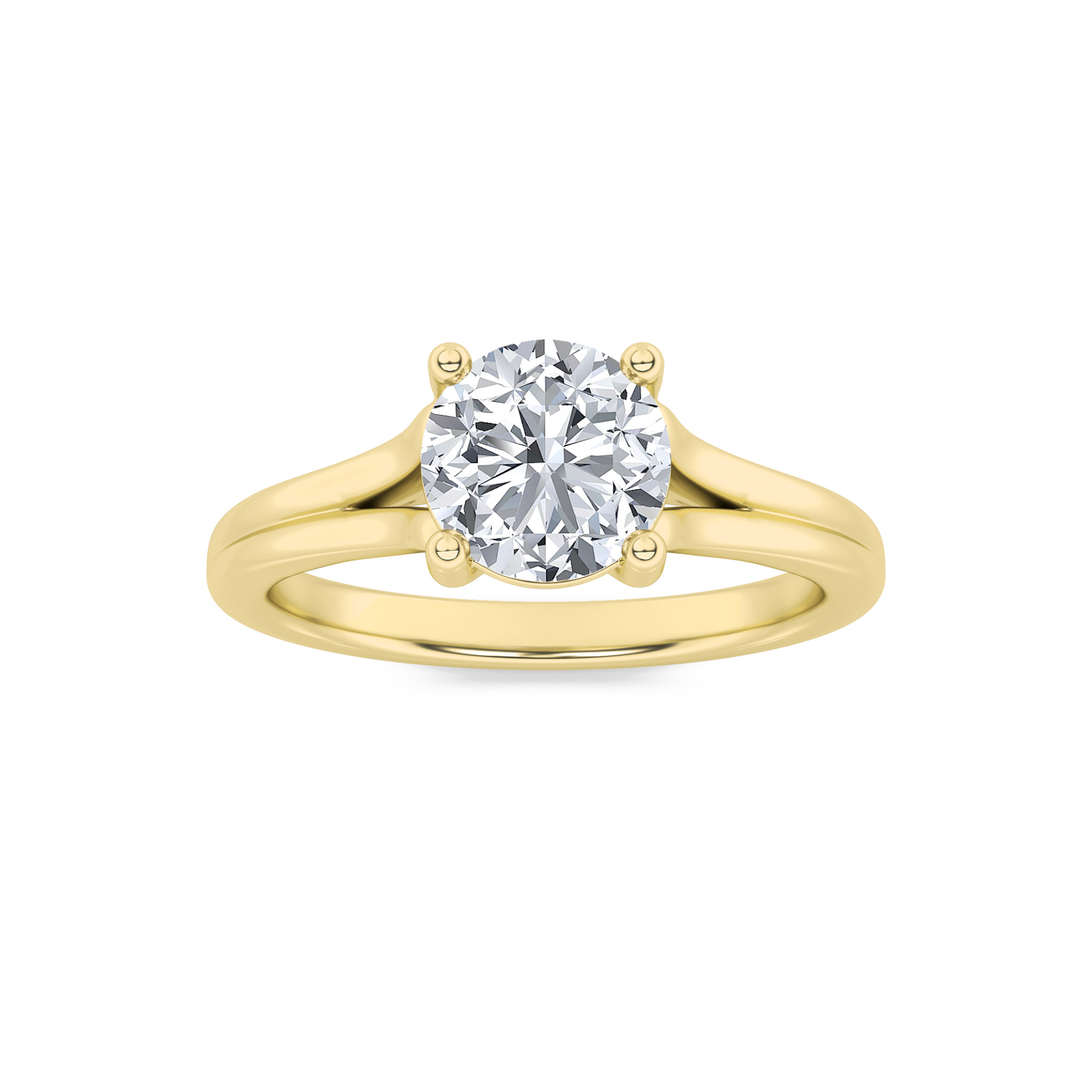 1Cttw Round Shaped Lab Grown Diamond (F/VS) Split Shank Solitaire Engagement Ring in 14K Gold