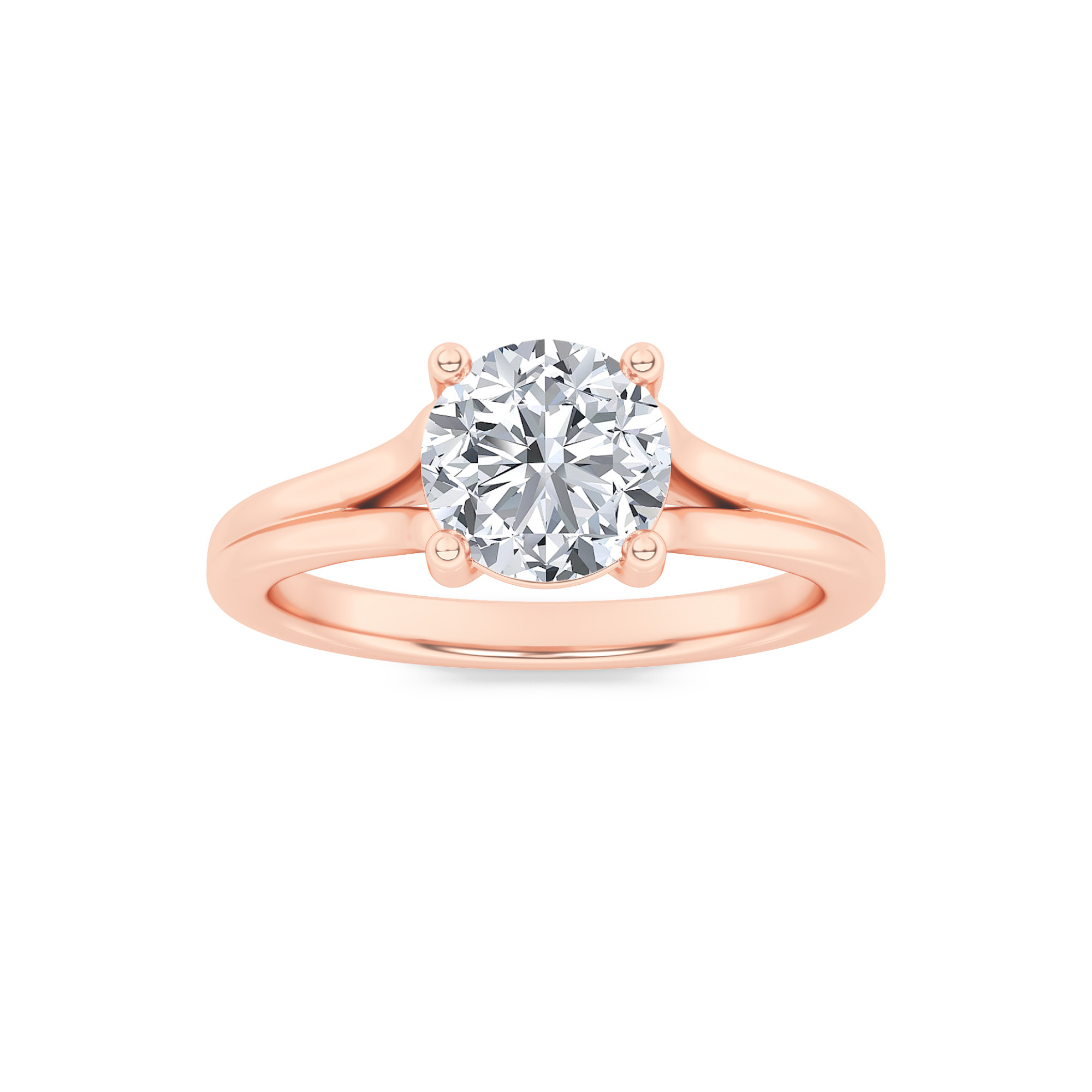 2Cttw Round Shaped Lab Grown Diamond (F/VS) Split Shank Solitaire Engagement Ring in 14K Gold