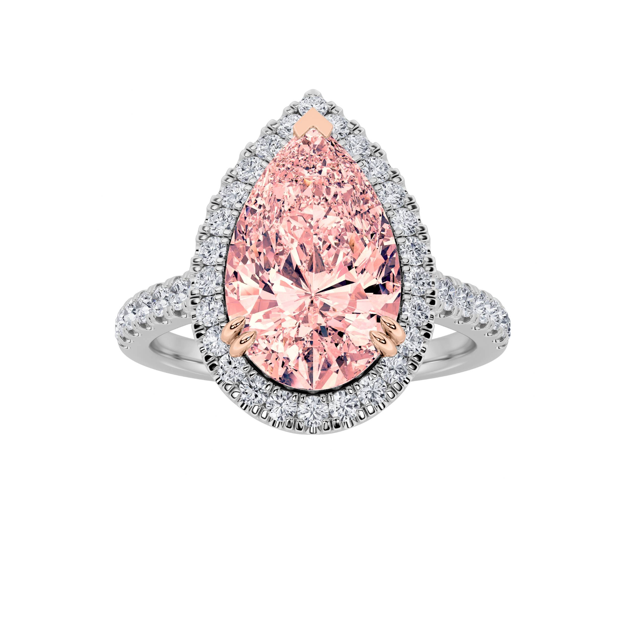 3.00 CT Pear Diamond Ring in 14K White Gold