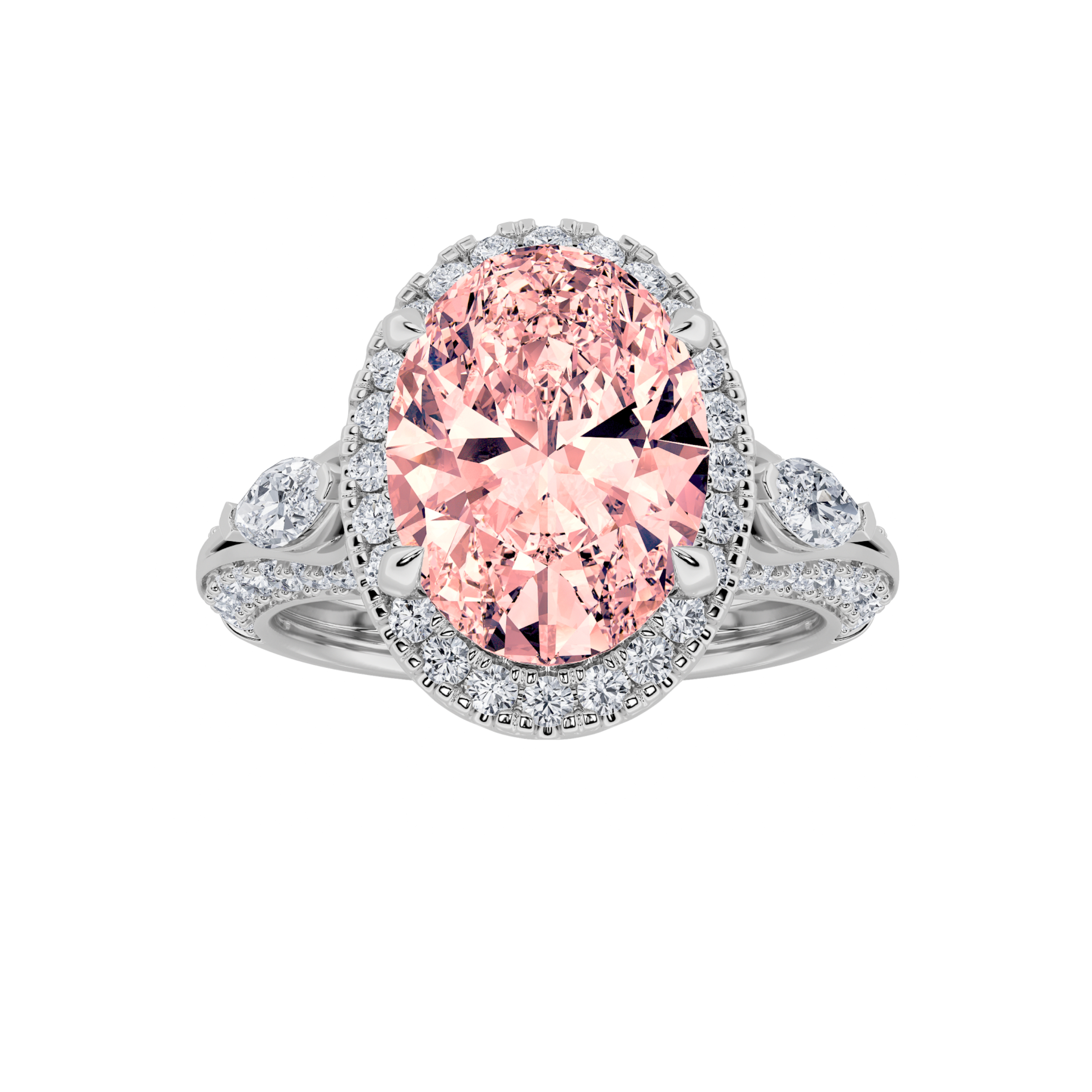 3.00 CT Oval Diamond Ring in 14K White Gold