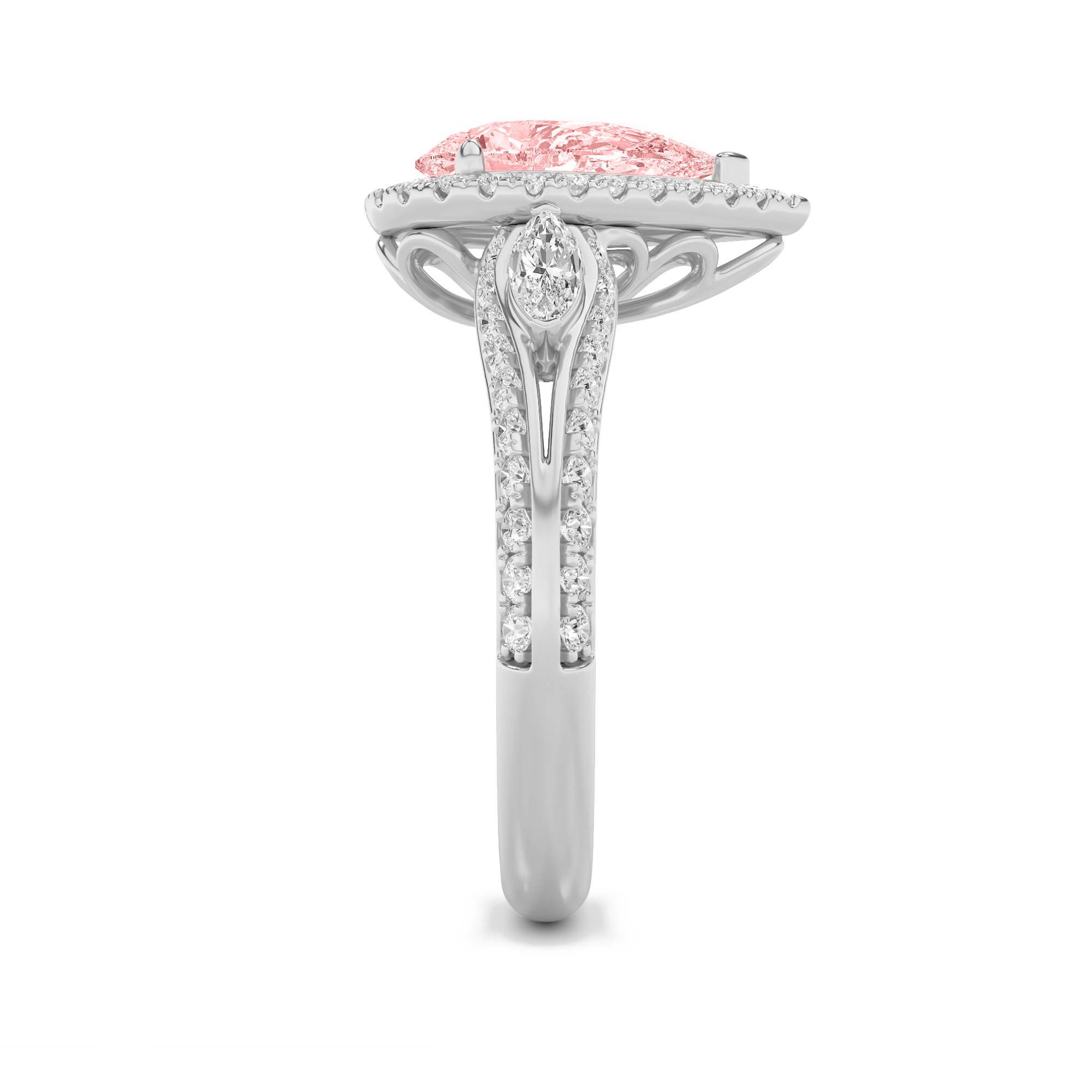 3.00 CT Pear Diamond Ring in 14K White Gold