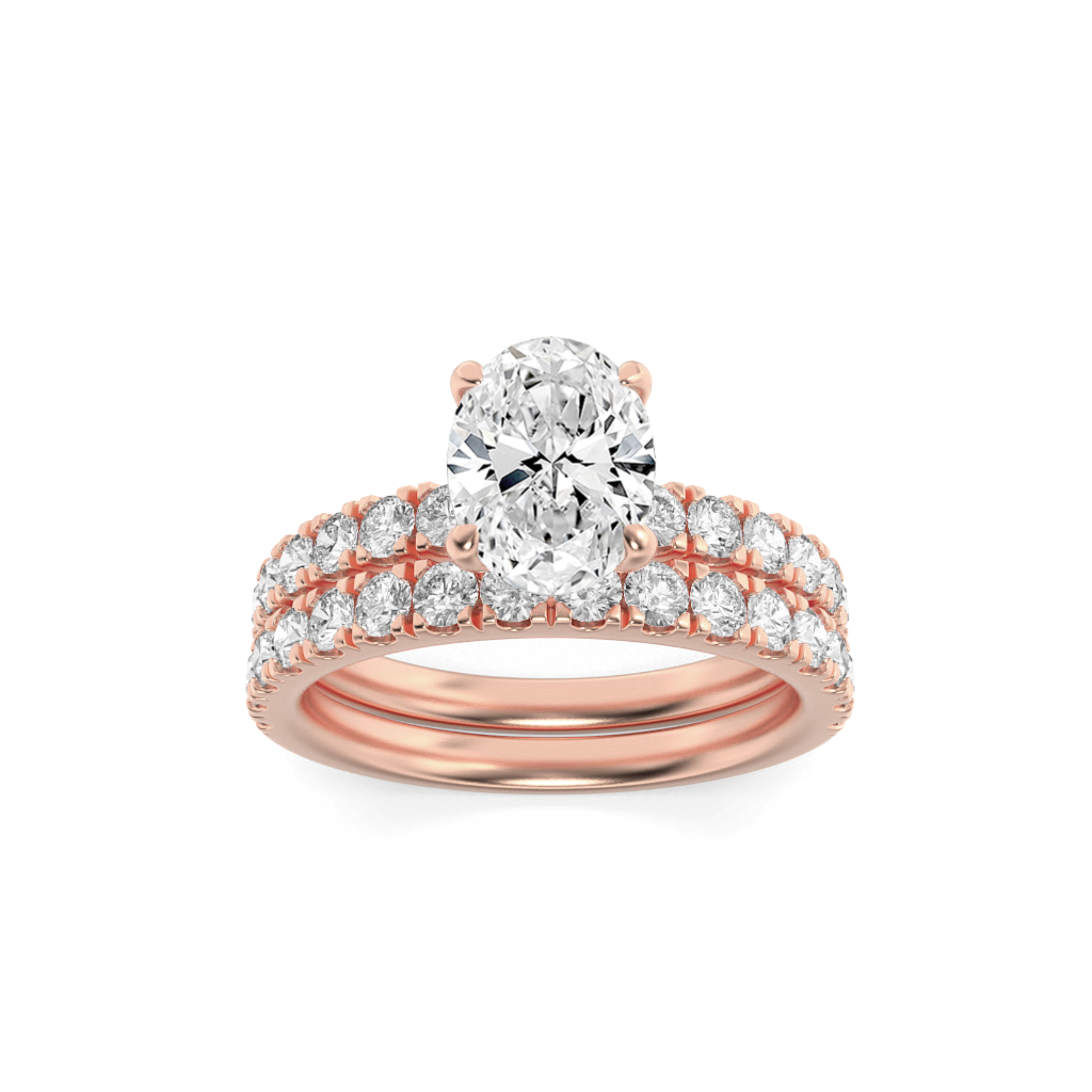 2Cttw Oval Shaped Lab Grown Diamond (F/VS) Classic Accented  Set With Band and Engagement Ring in 14K Gold