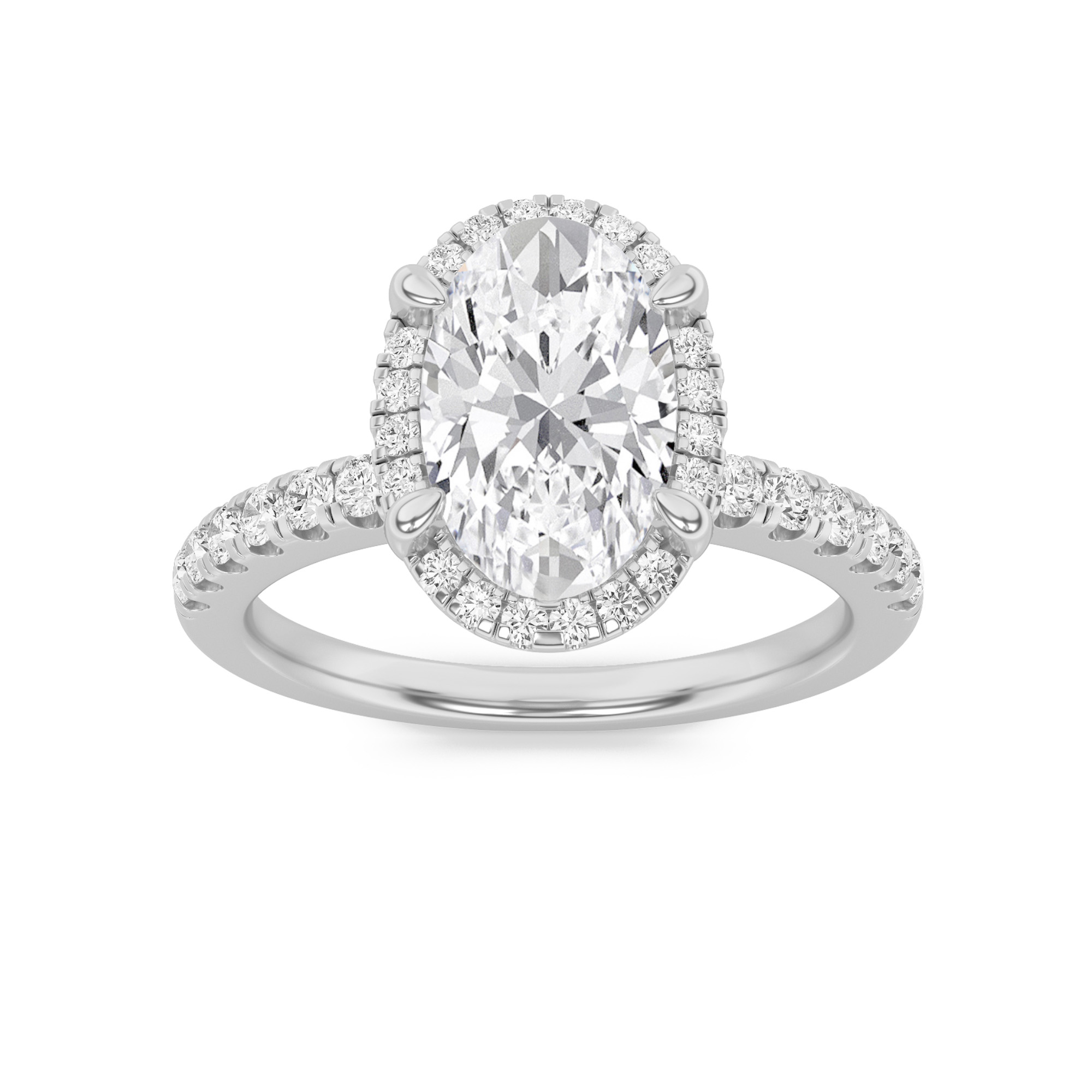 2Cttw Oval Shaped Lab Grown Diamond (F/VS) Halo Accented Engagement Ring in 14K Gold
