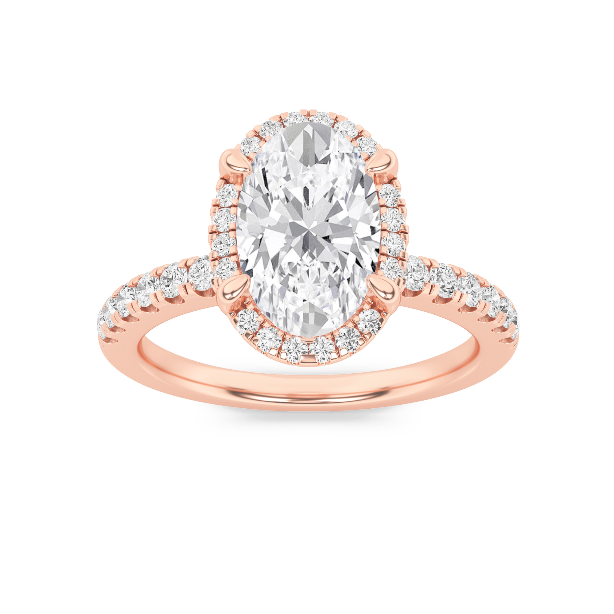 2Cttw Oval Shaped Lab Grown Diamond (F/VS) Halo Accented Engagement Ring in 14K Gold