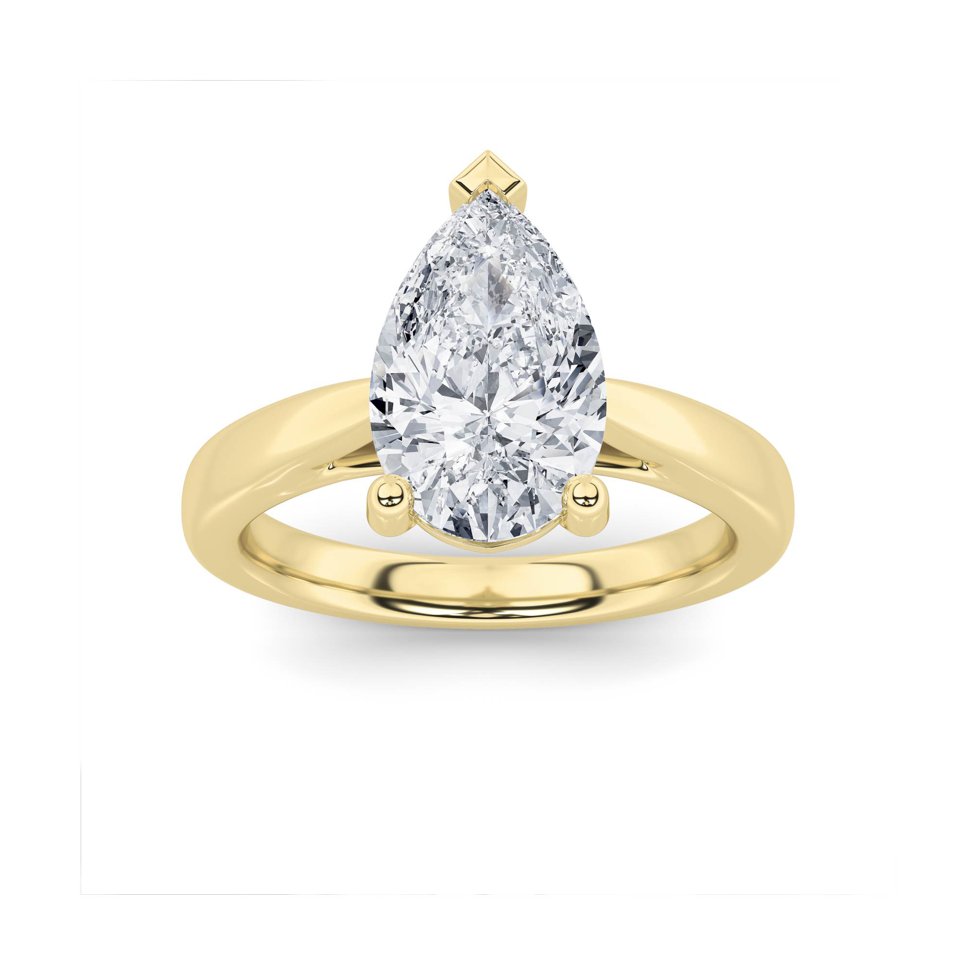 2Cttw Pear Shaped Lab Grown Diamond (F/VS) Classic Shank Solitaire Engagement Ring in 14K Gold